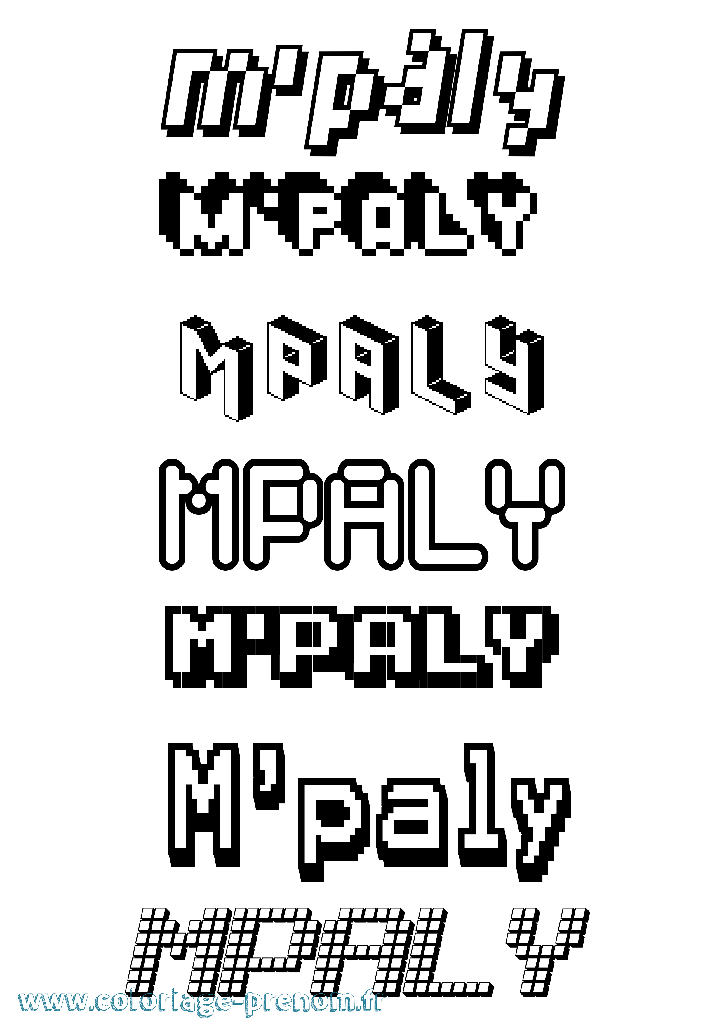 Coloriage prénom M'Paly Pixel