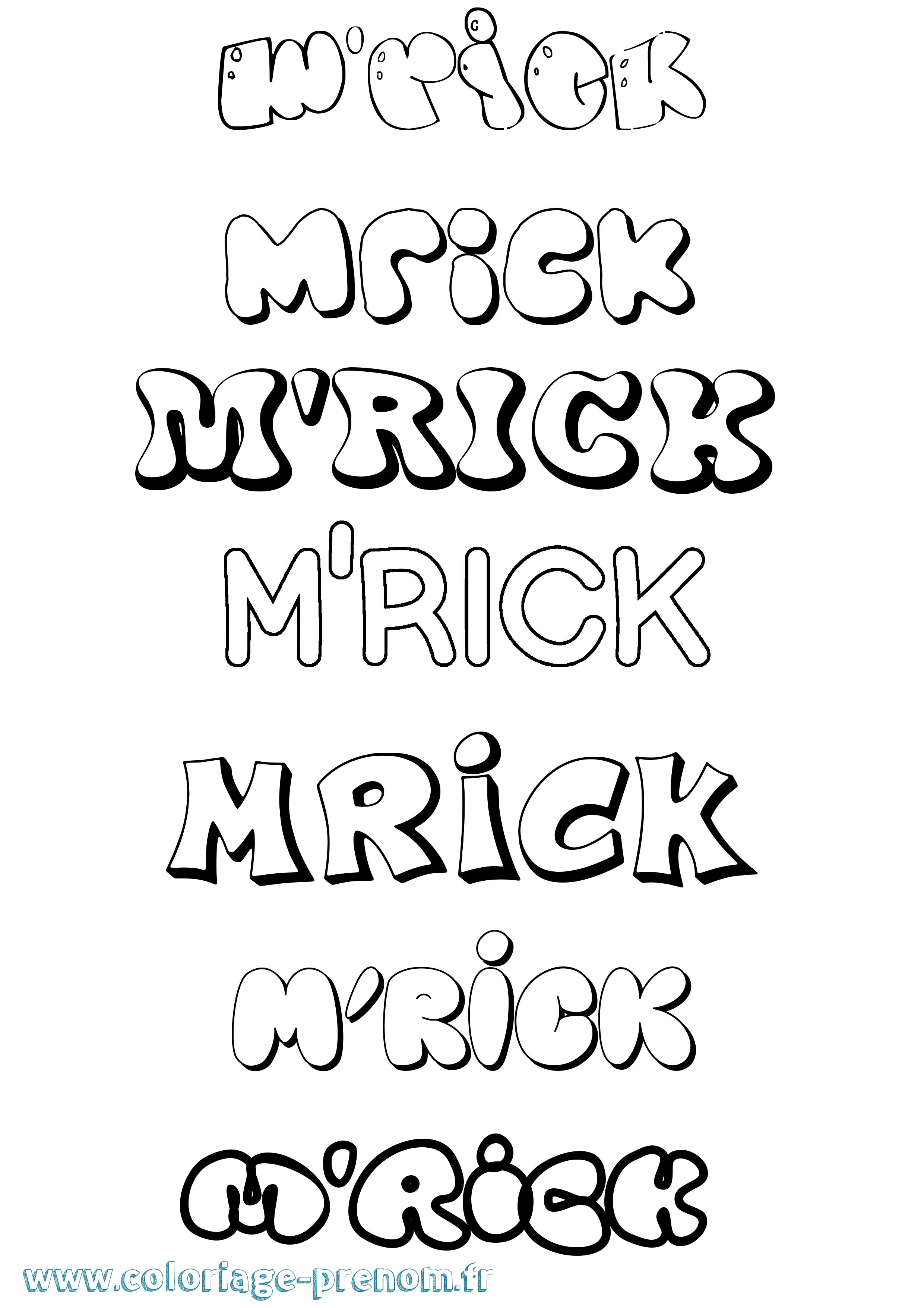 Coloriage M'Rick Bubble Coloriage prénom M'Rick Bubble