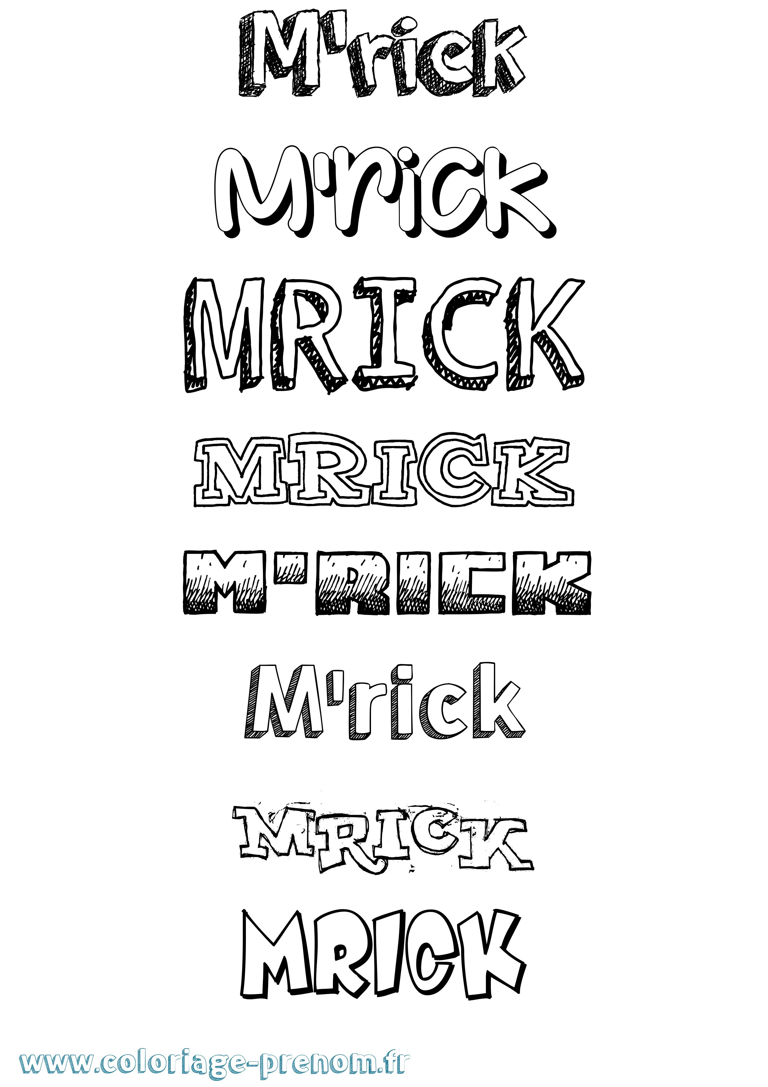 Coloriage M'Rick Dessiné Coloriage prénom M'Rick Dessiné