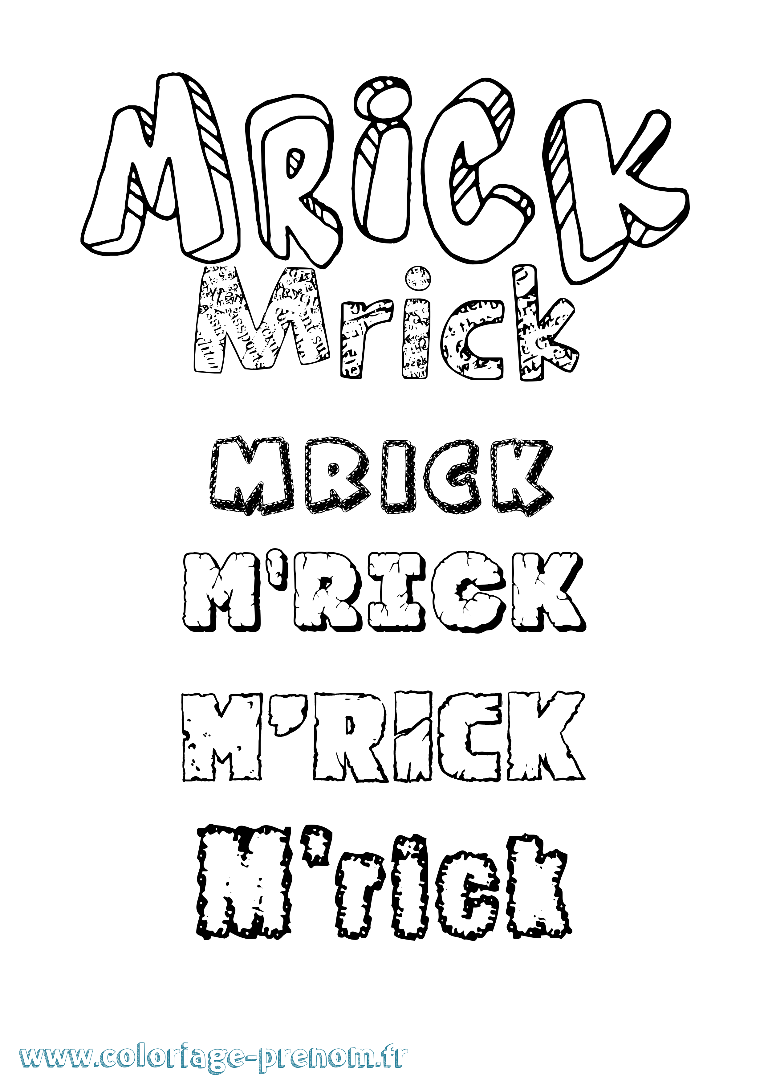 Coloriage M'Rick Destructuré Coloriage prénom M'Rick Destructuré