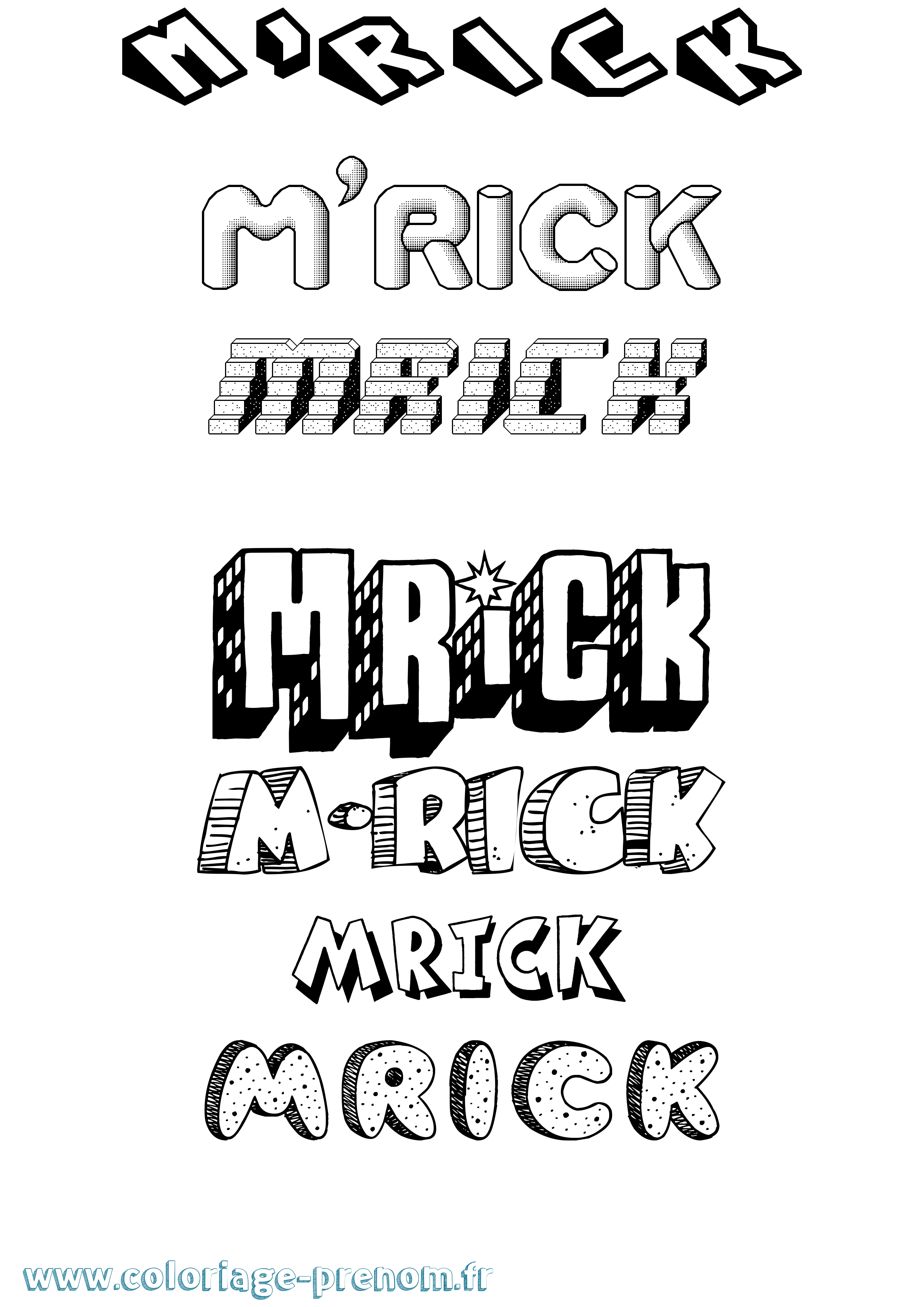 Coloriage M'Rick Effet 3D Coloriage prénom M'Rick Effet 3D