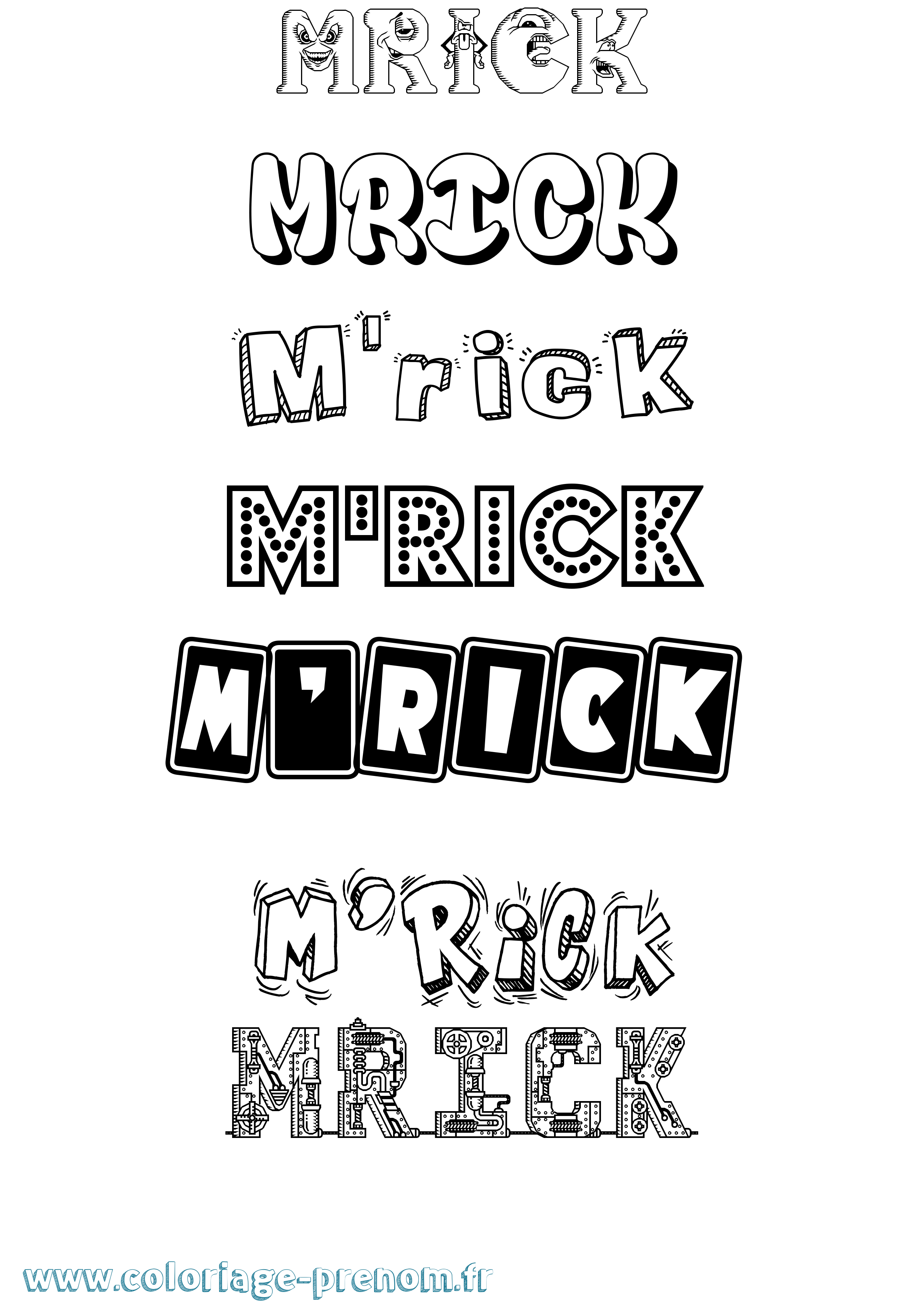 Coloriage M'Rick Fun Coloriage prénom M'Rick Fun