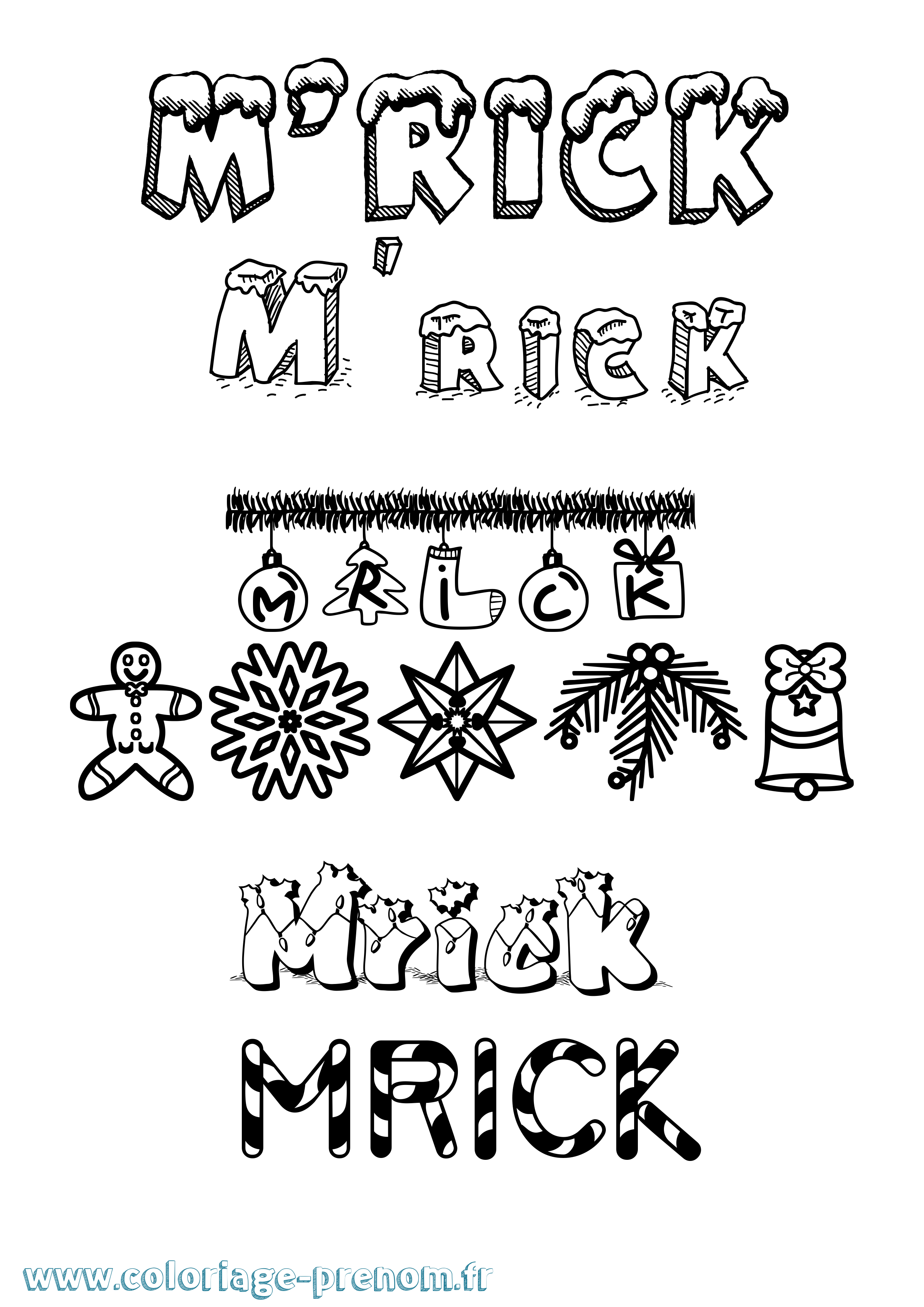 Coloriage M'Rick Noël Coloriage prénom M'Rick Noël