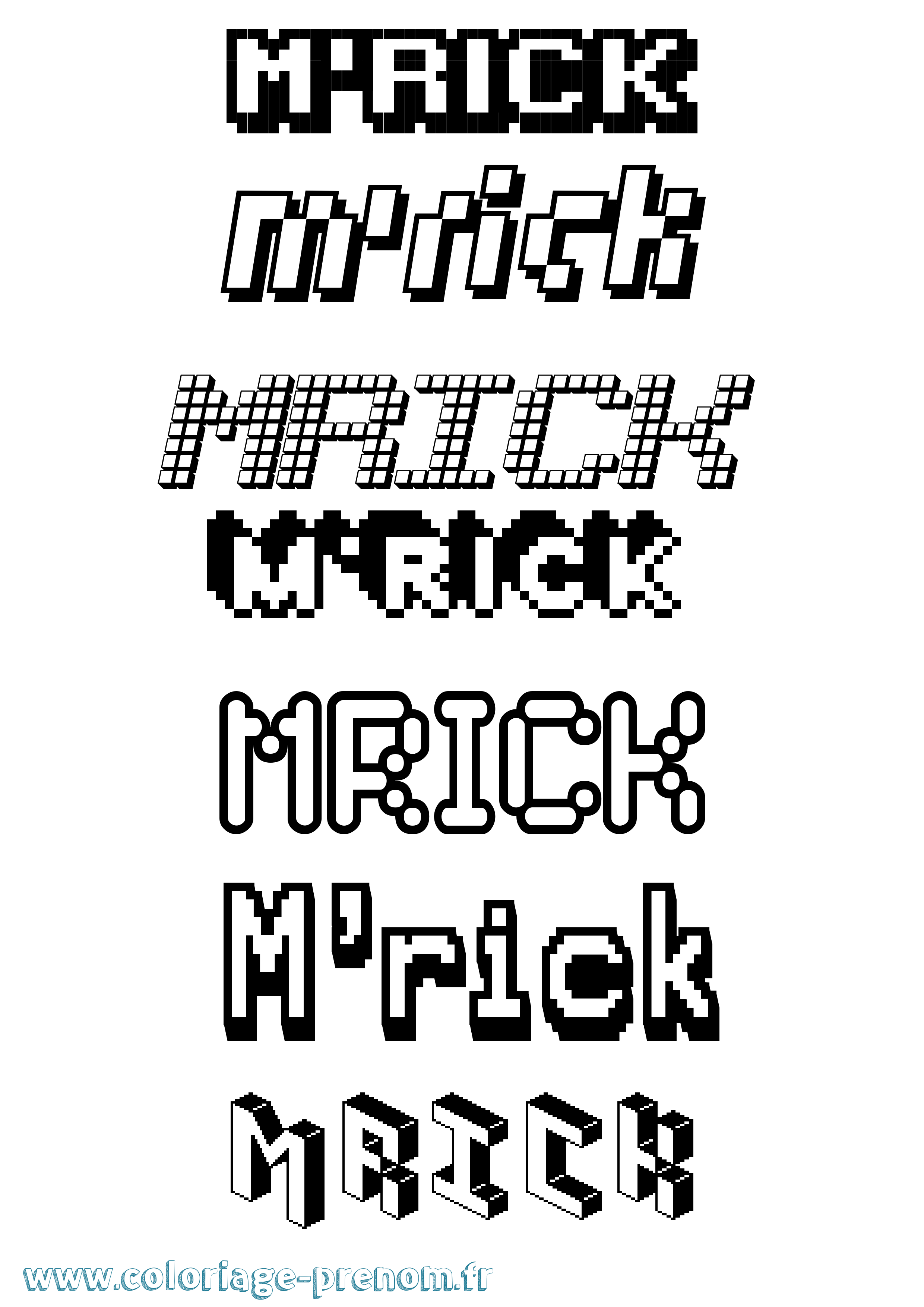 Coloriage M'Rick Pixel Coloriage prénom M'Rick Pixel