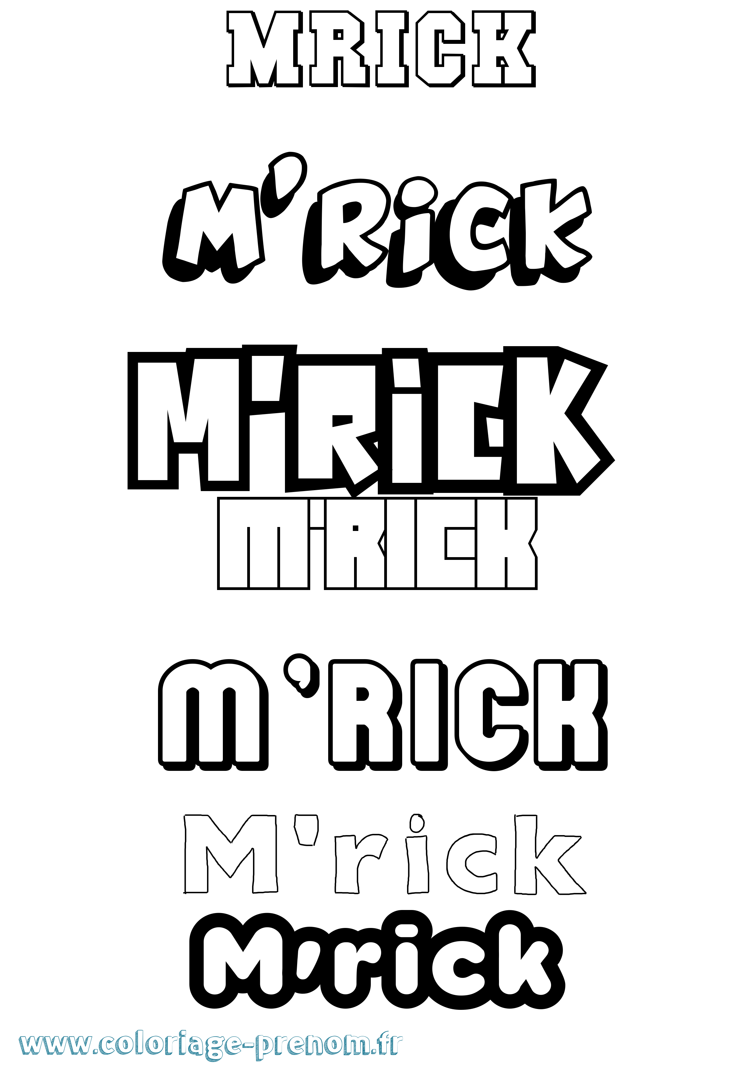 Coloriage M'Rick Simple Coloriage prénom M'Rick Simple