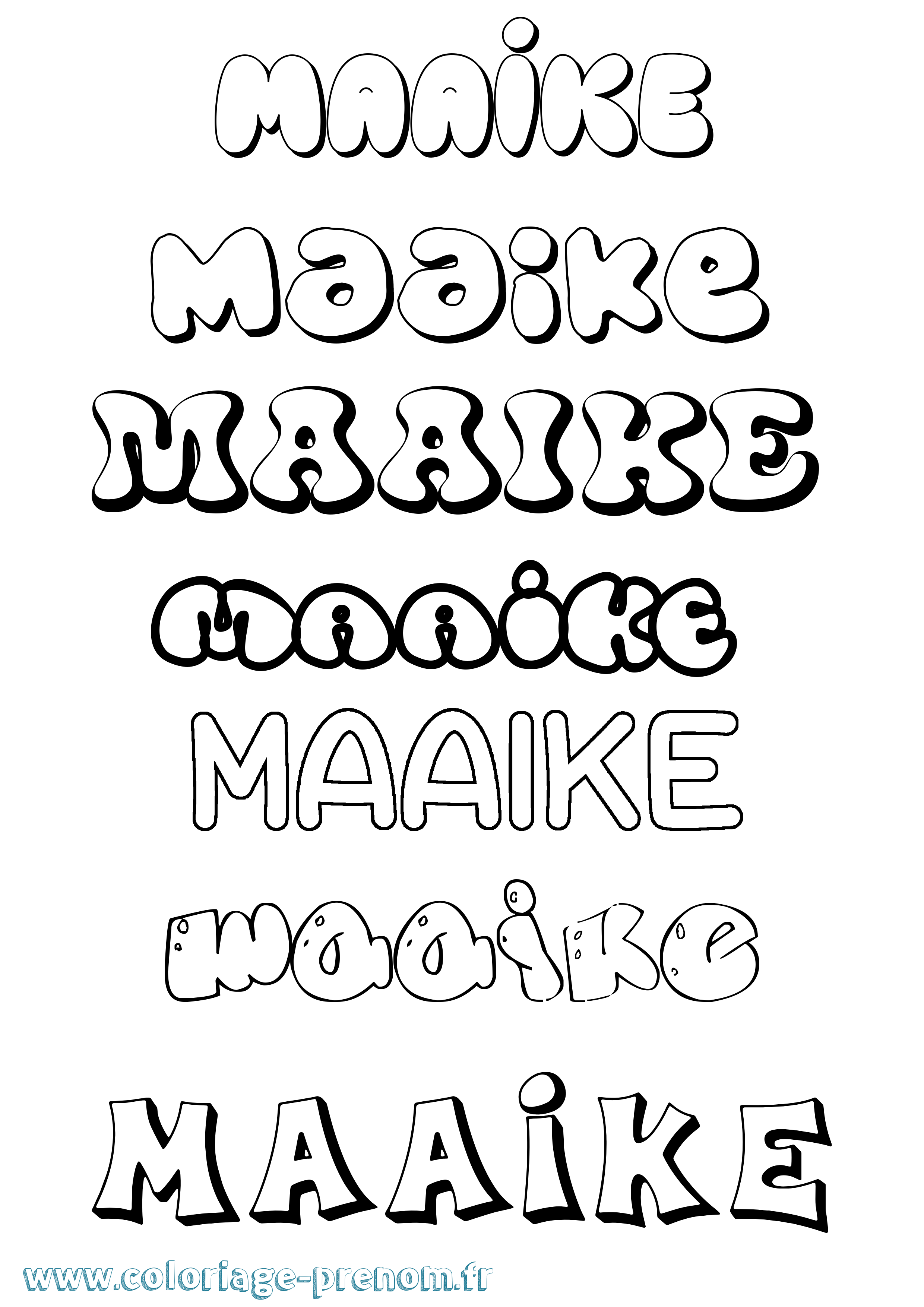 Coloriage Maaike Bubble Coloriage prénom Maaike Bubble