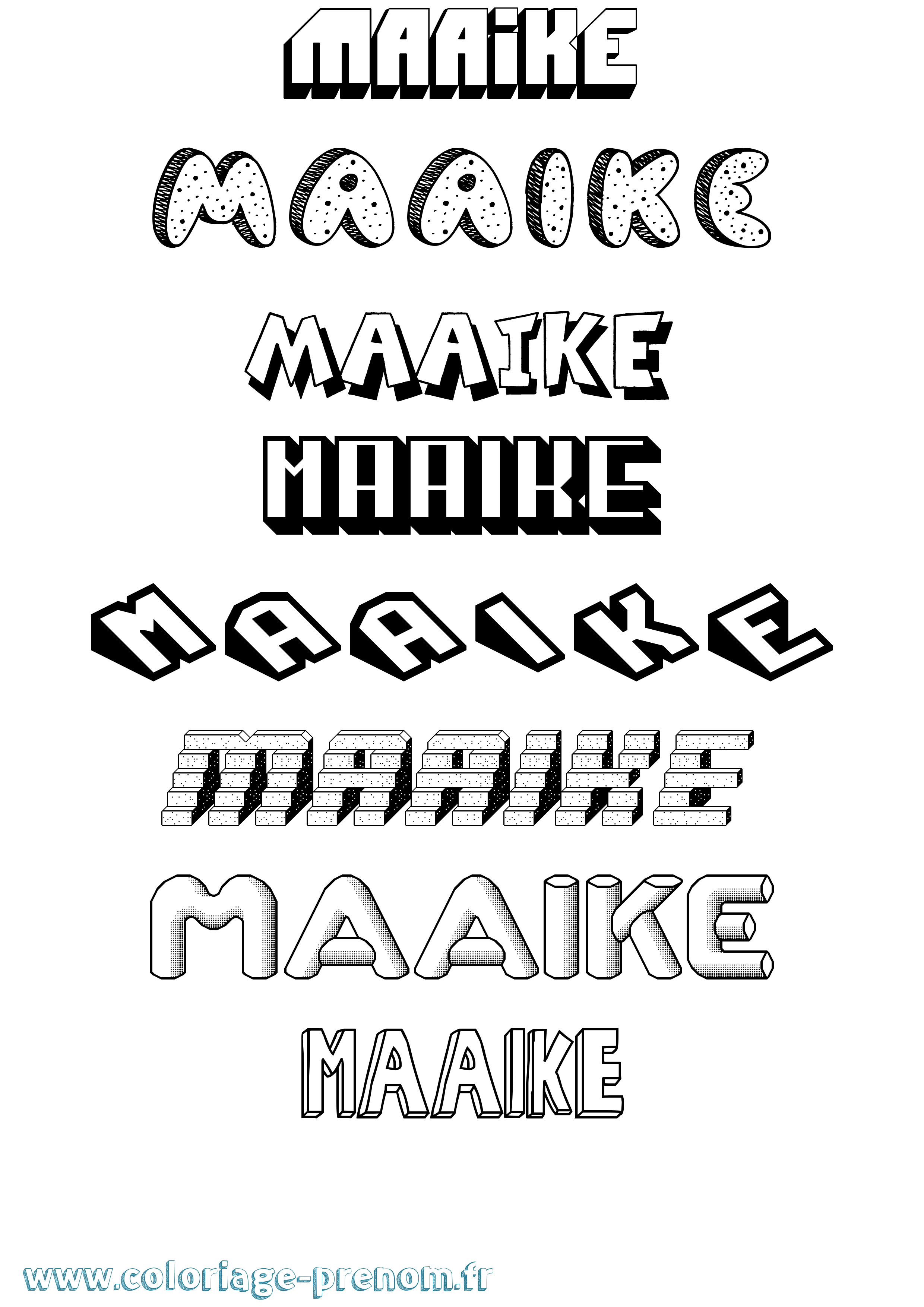 Coloriage Maaike Effet 3D Coloriage prénom Maaike Effet 3D