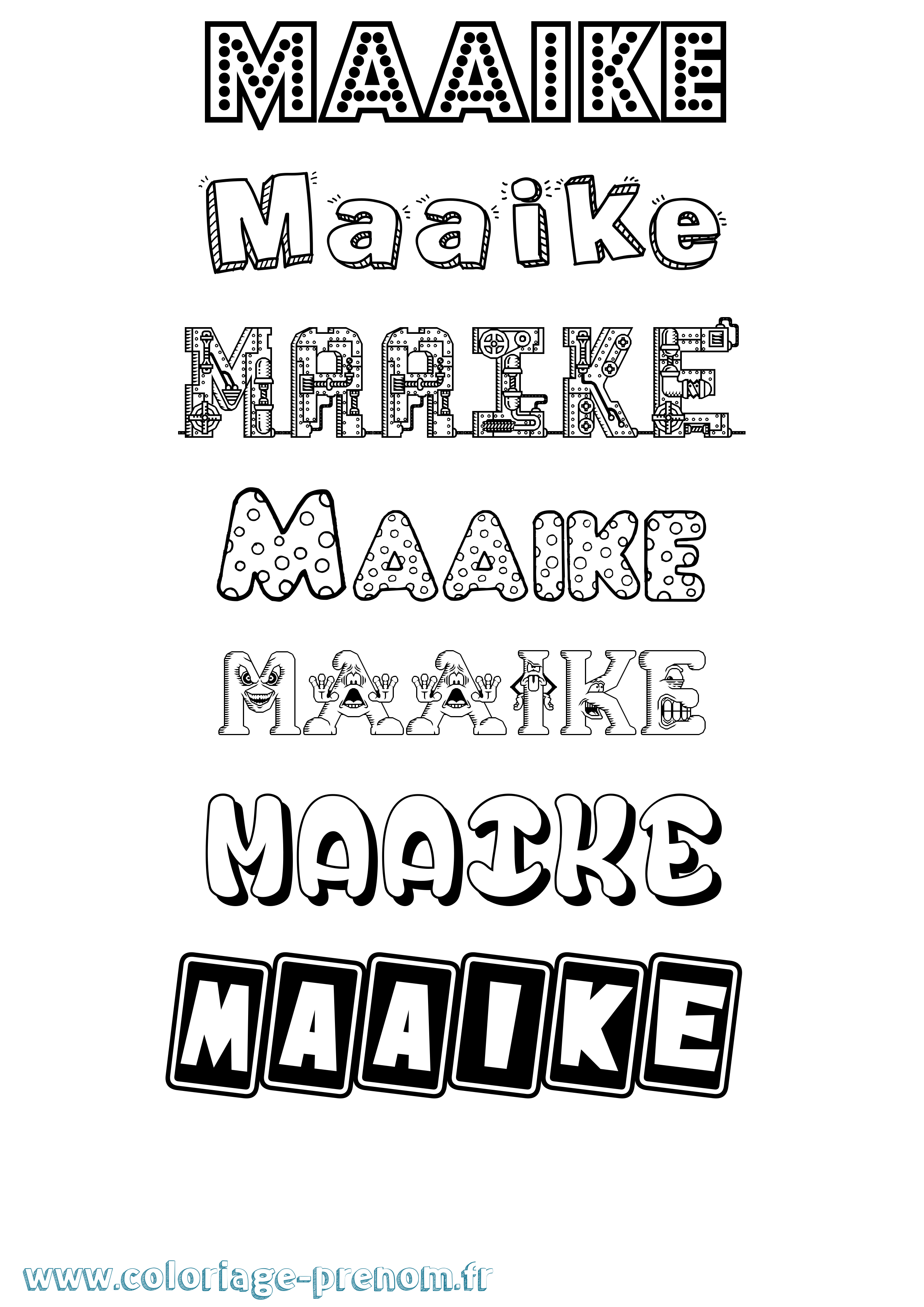 Coloriage prénom Maaike Fun
