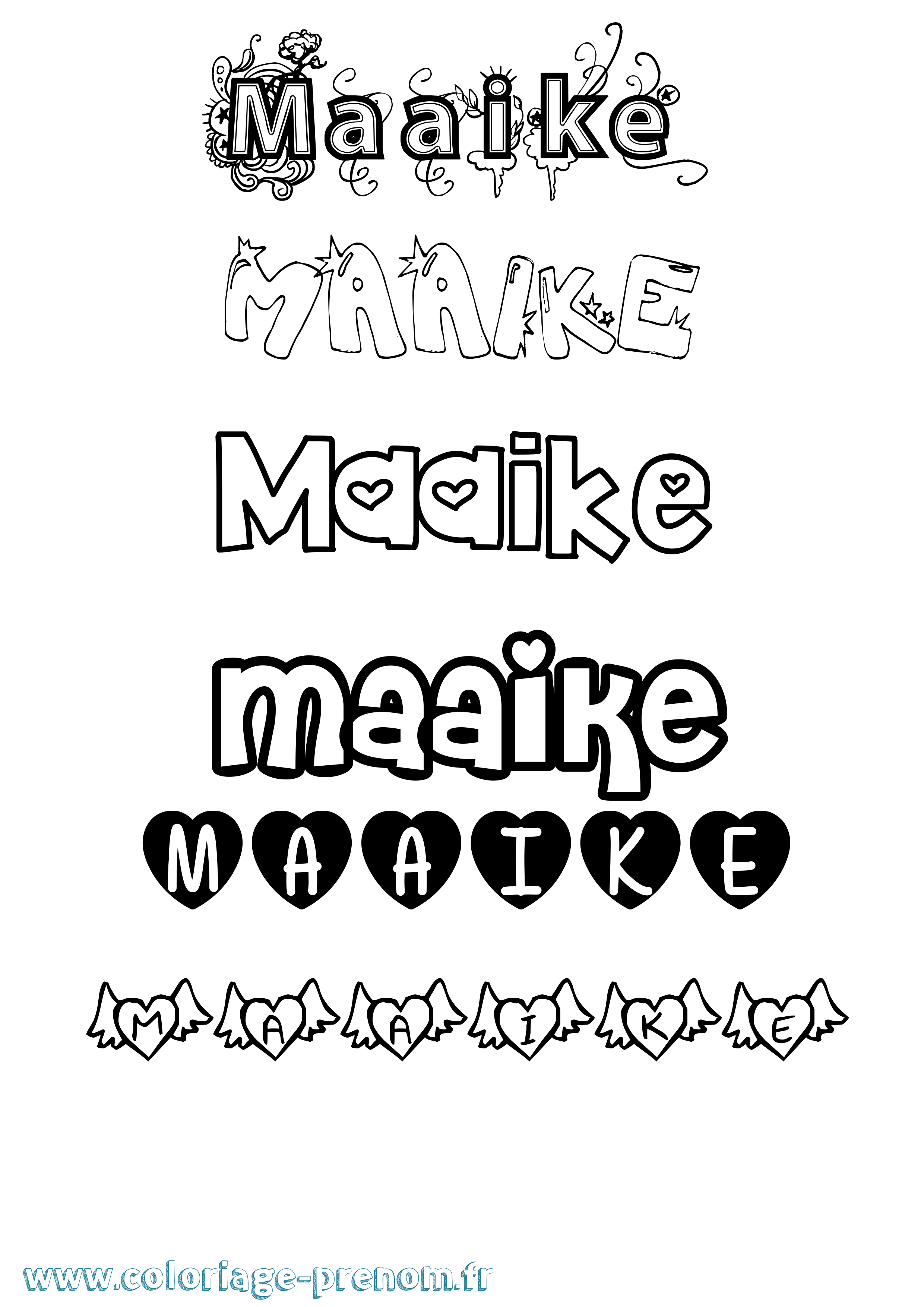 Coloriage Maaike Girly Coloriage prénom Maaike Girly
