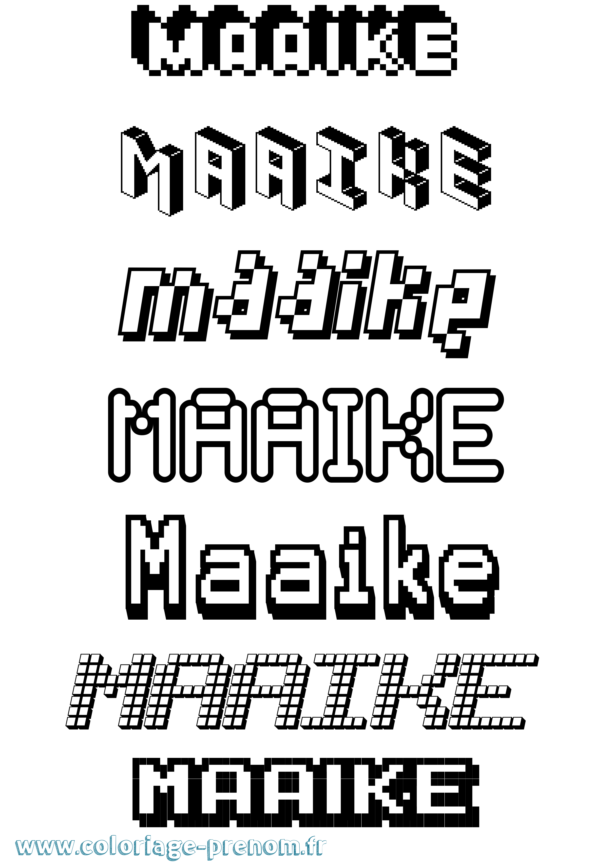 Coloriage prénom Maaike Pixel