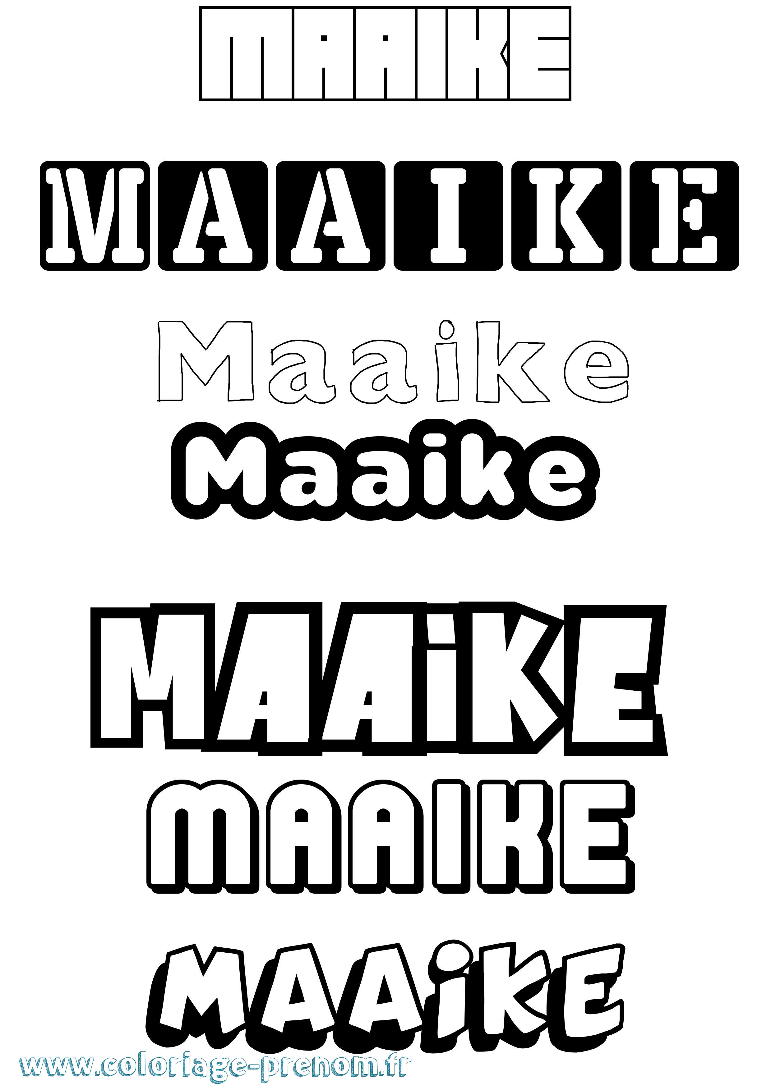 Coloriage prénom Maaike Simple