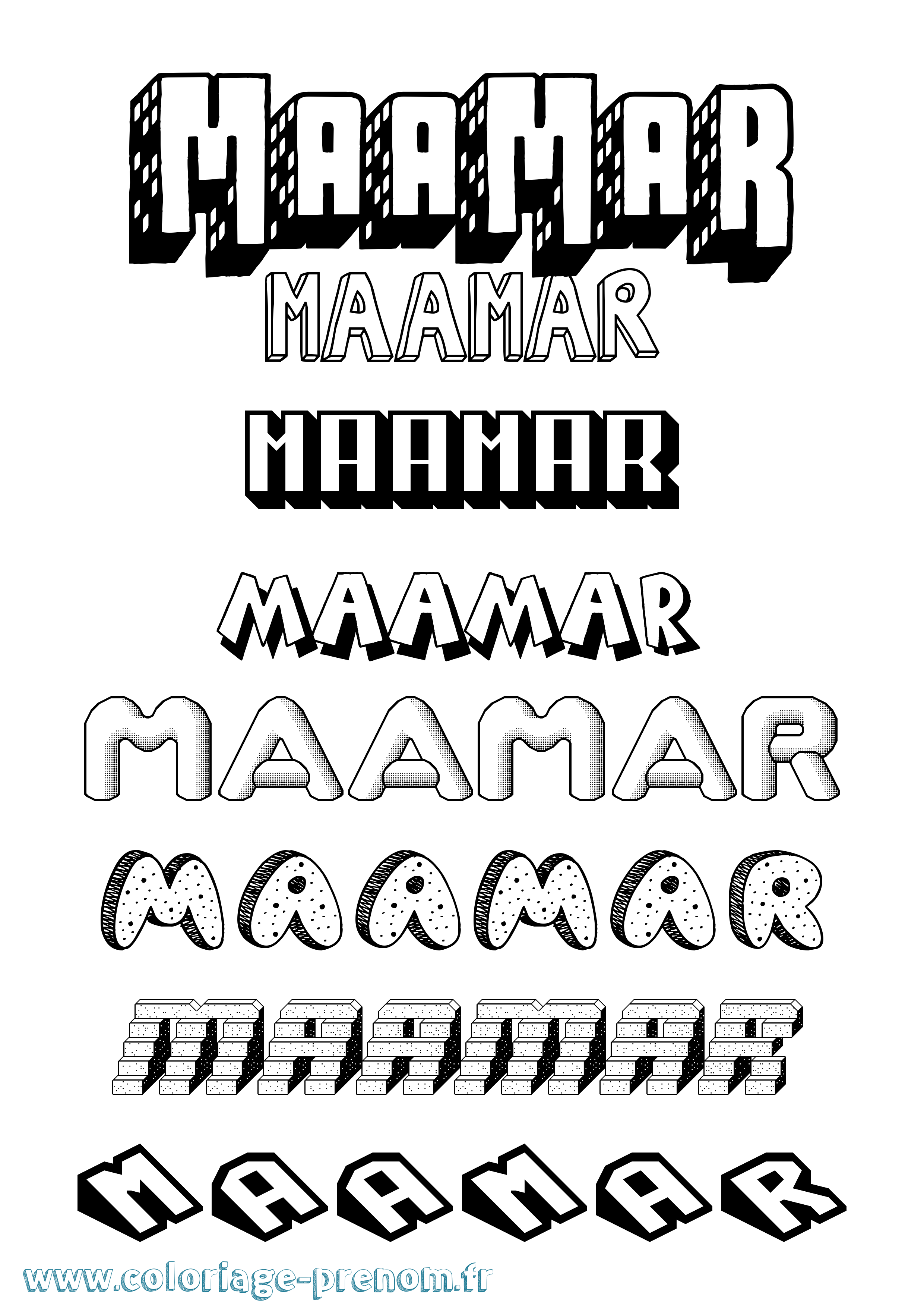 Coloriage Maamar Effet 3D Coloriage prénom Maamar Effet 3D