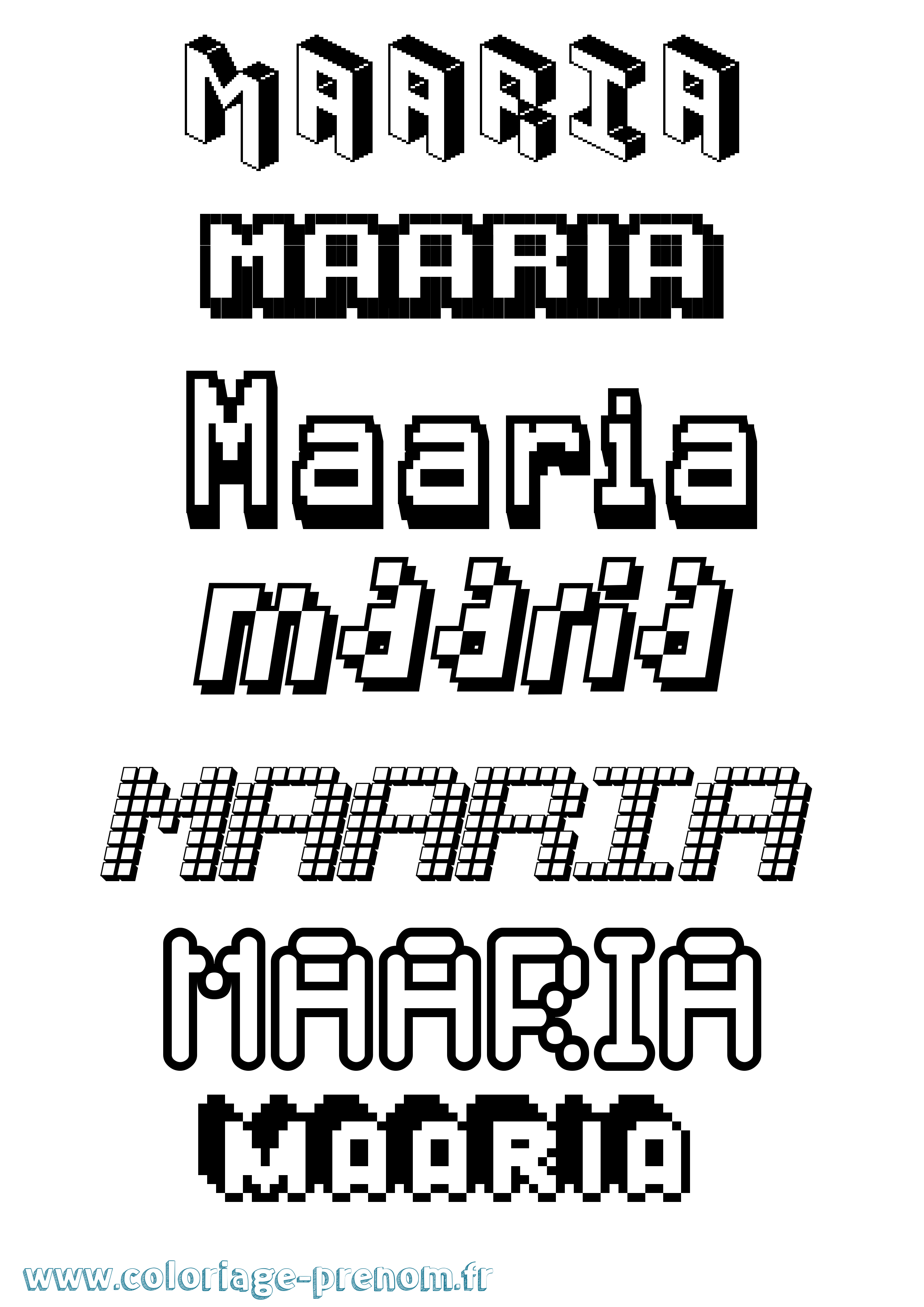 Coloriage prénom Maaria Pixel