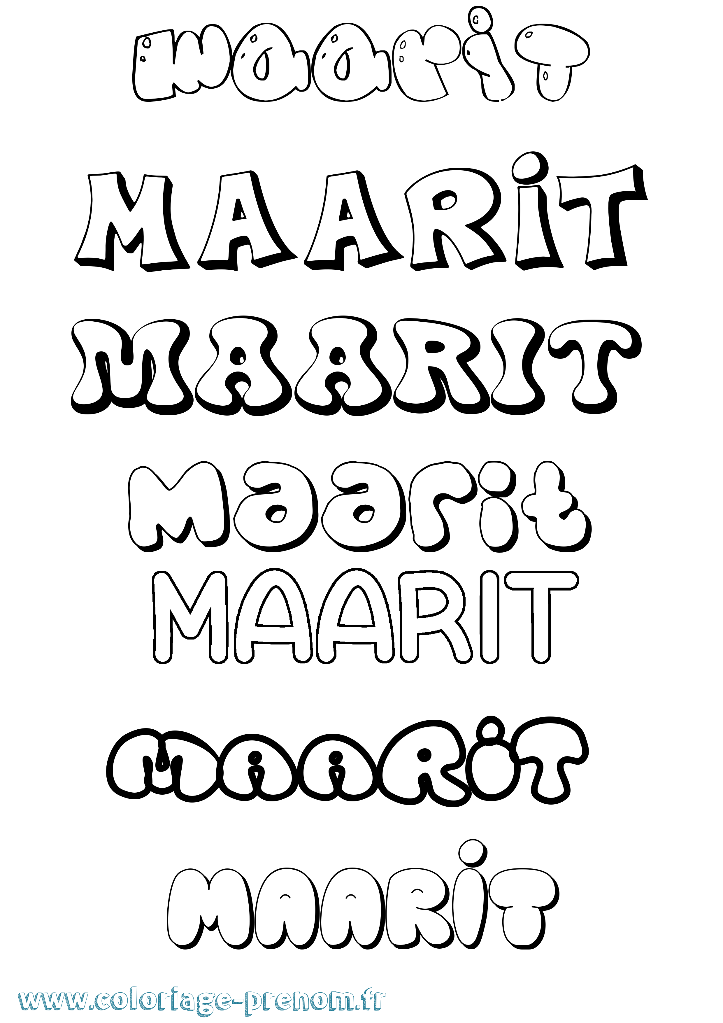 Coloriage Maarit Bubble Coloriage prénom Maarit Bubble