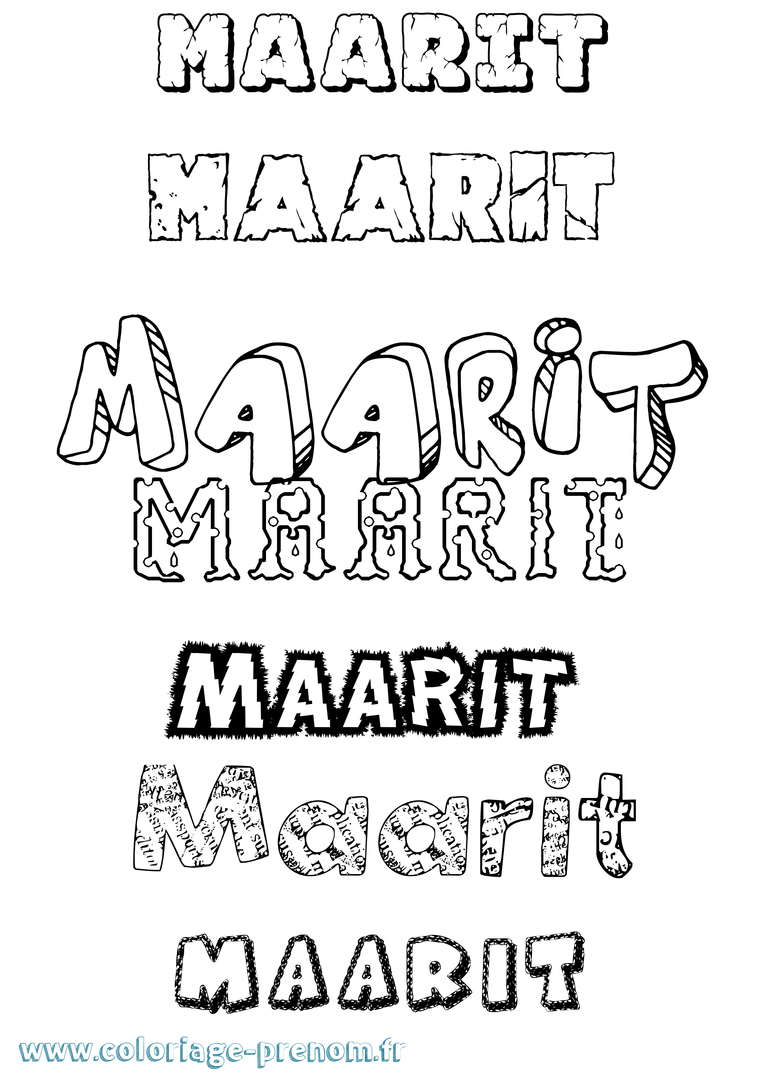 Coloriage Maarit Destructuré Coloriage prénom Maarit Destructuré