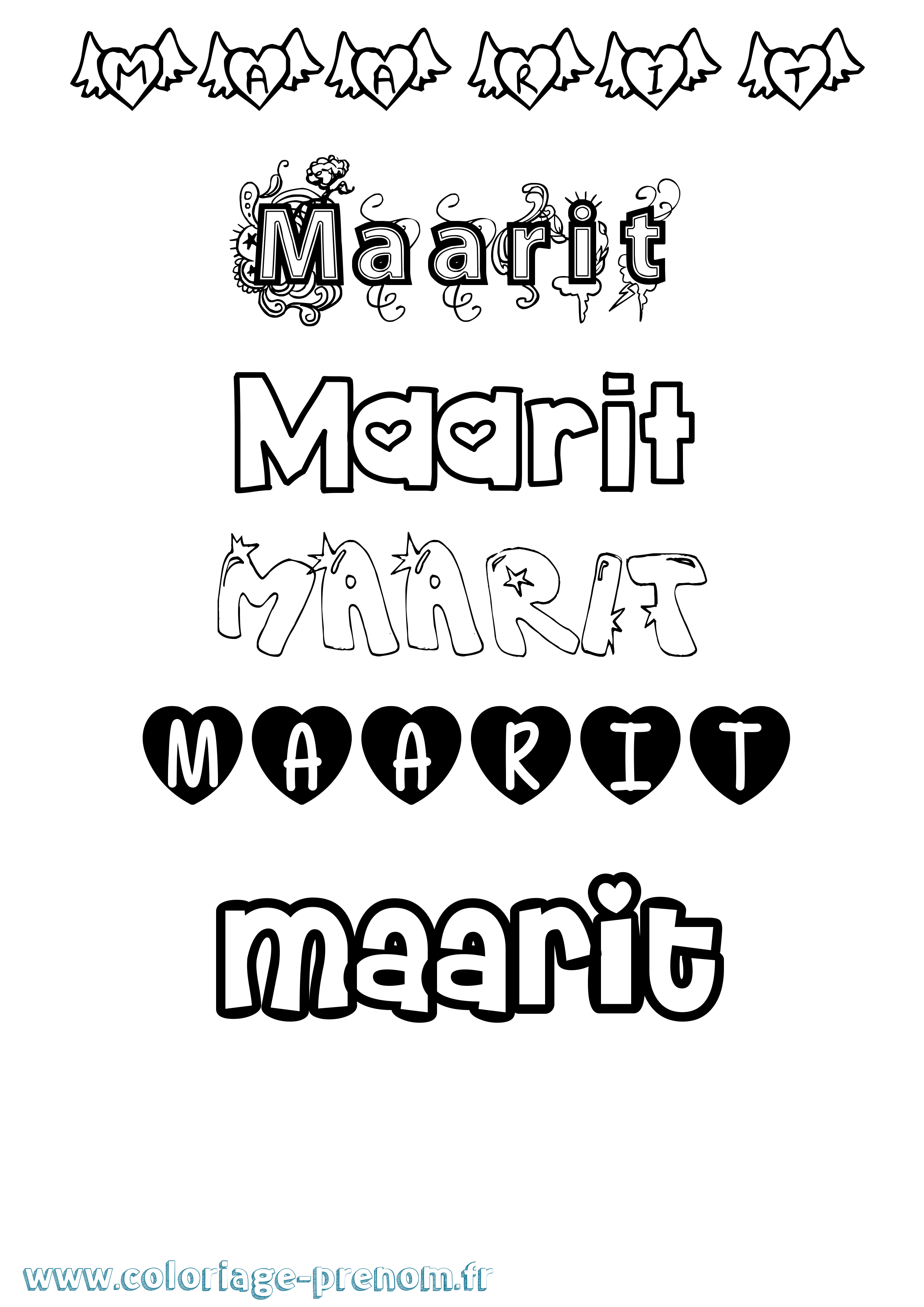 Coloriage Maarit Girly Coloriage prénom Maarit Girly