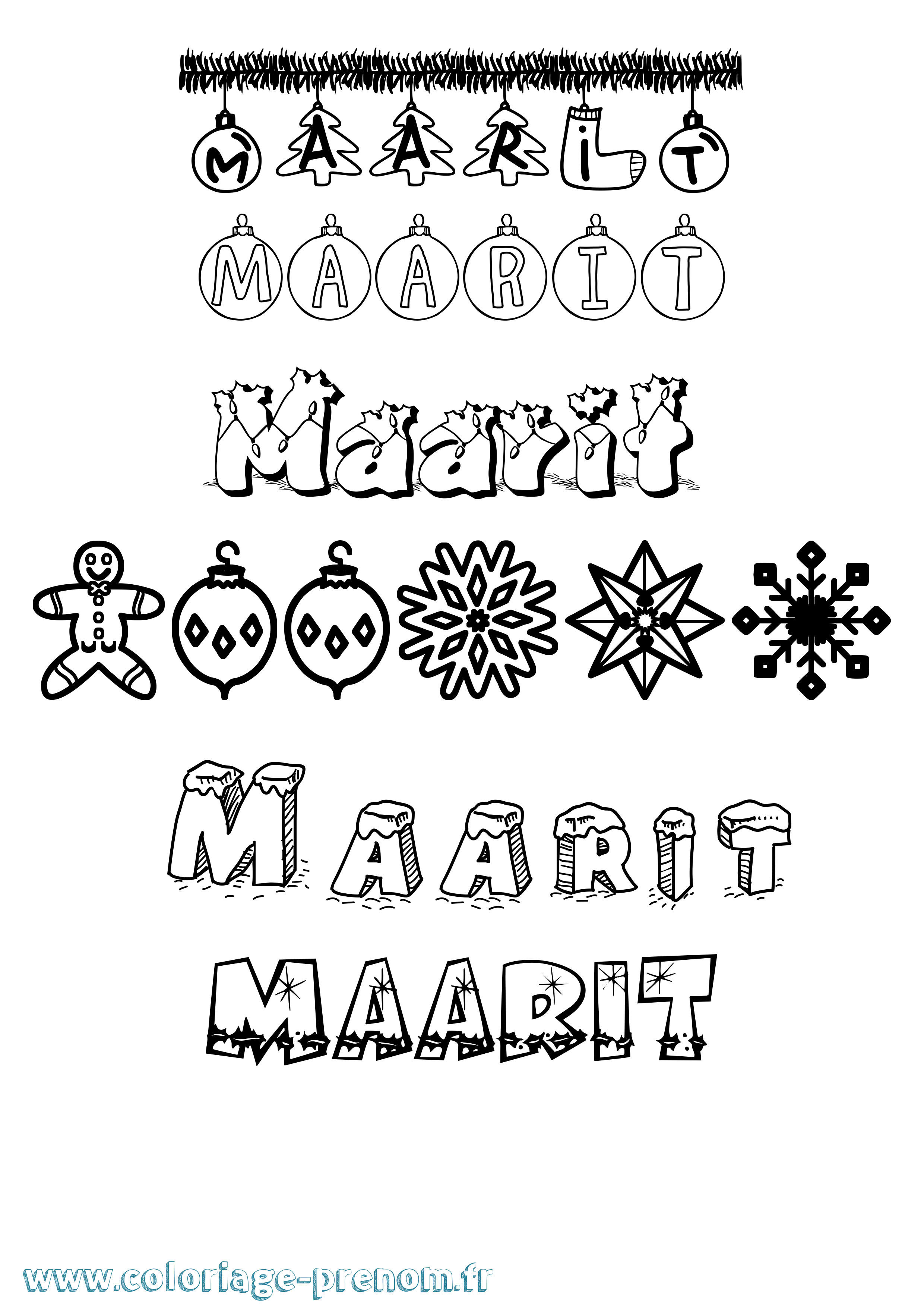 Coloriage Maarit Noël Coloriage prénom Maarit Noël