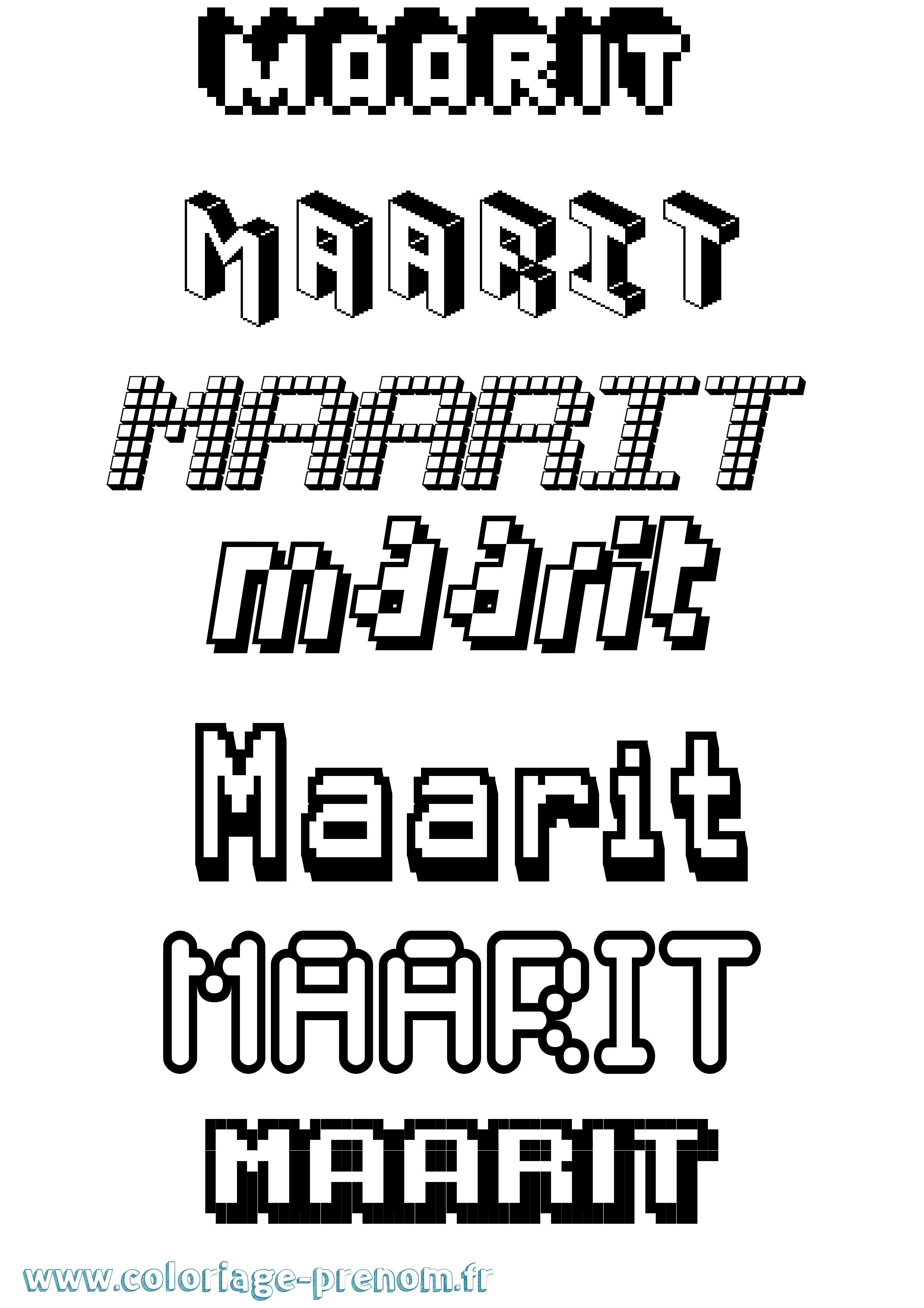 Coloriage Maarit Pixel Coloriage prénom Maarit Pixel