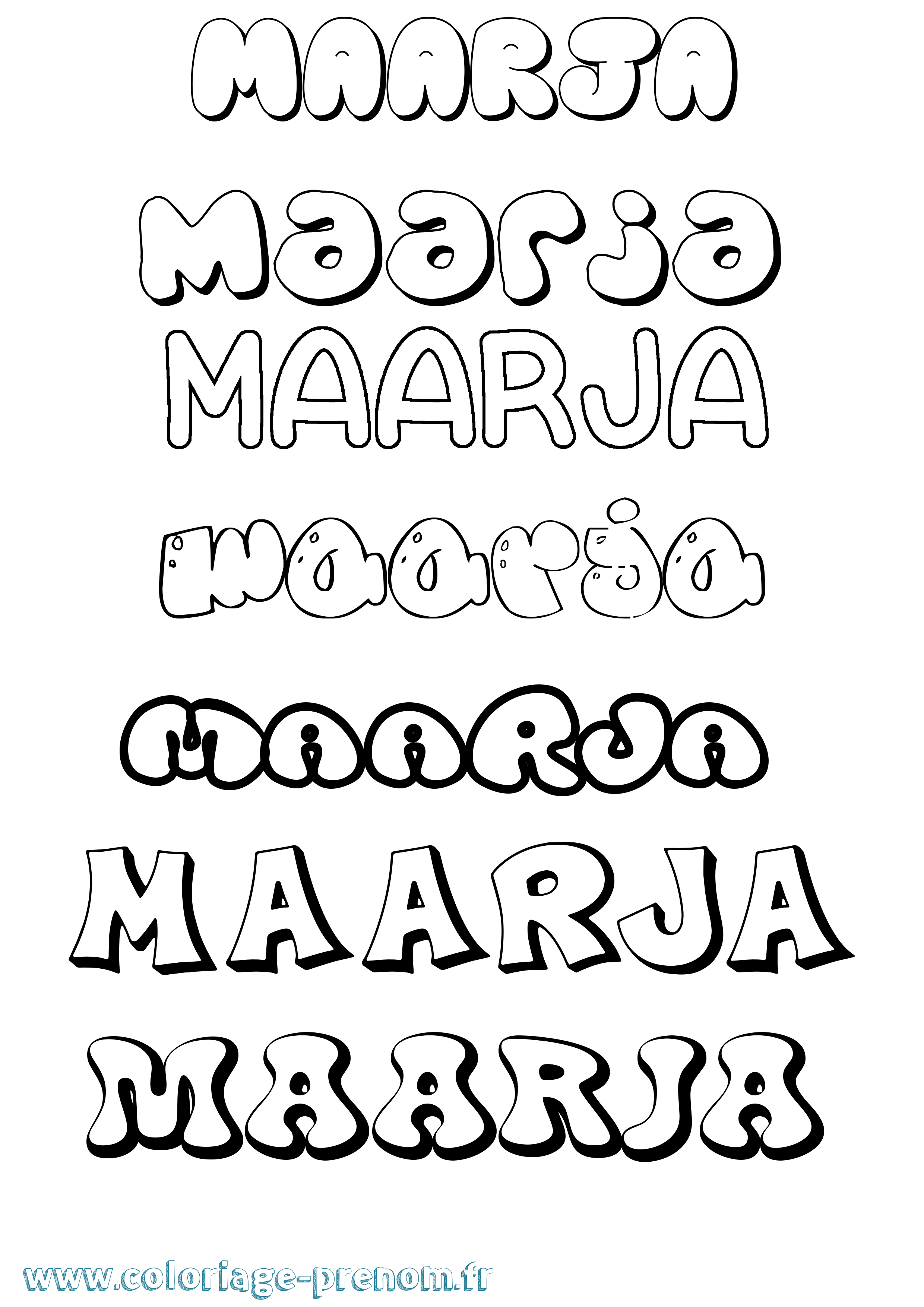 Coloriage Maarja Bubble Coloriage prénom Maarja Bubble