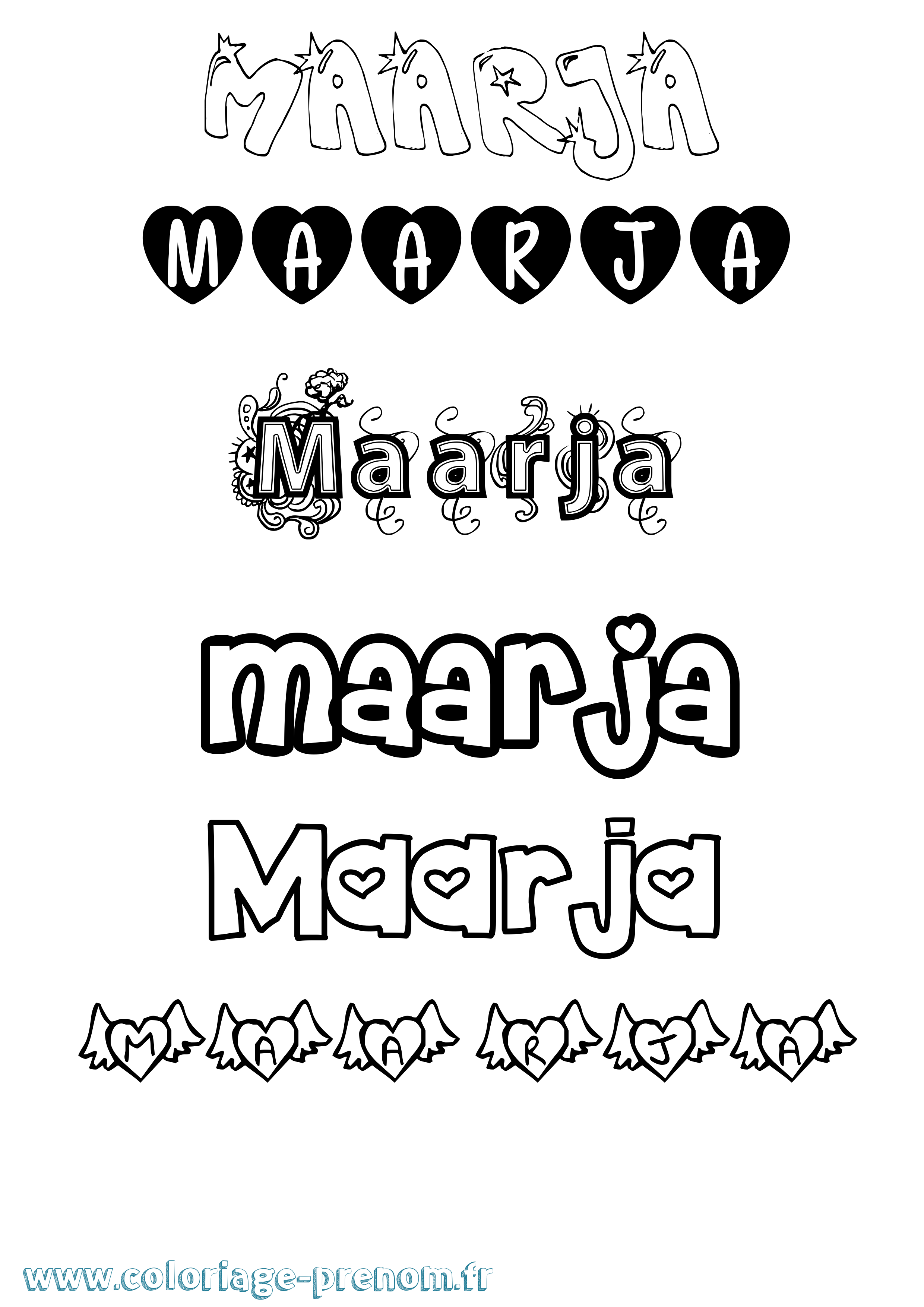 Coloriage Maarja Girly Coloriage prénom Maarja Girly
