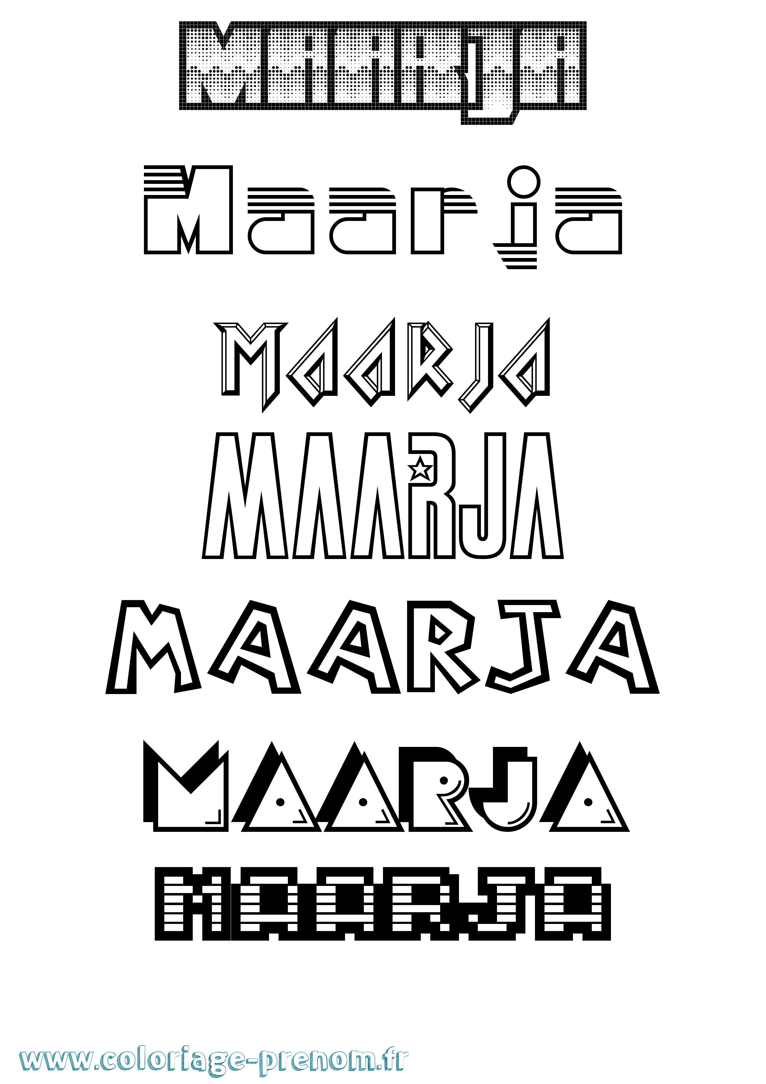 Coloriage Maarja Jeux Vidéos Coloriage prénom Maarja Jeux Vidéos