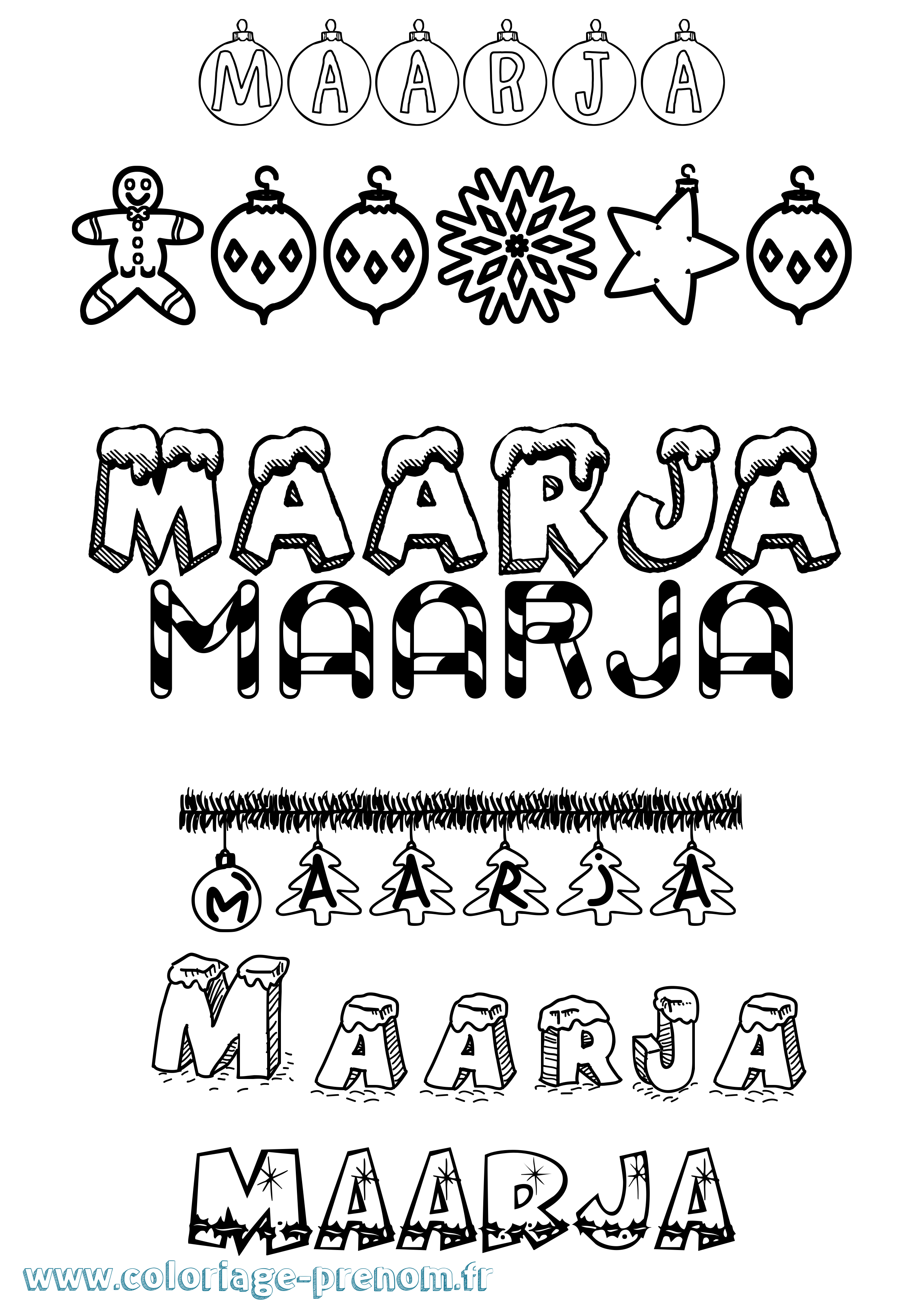 Coloriage Maarja Noël Coloriage prénom Maarja Noël
