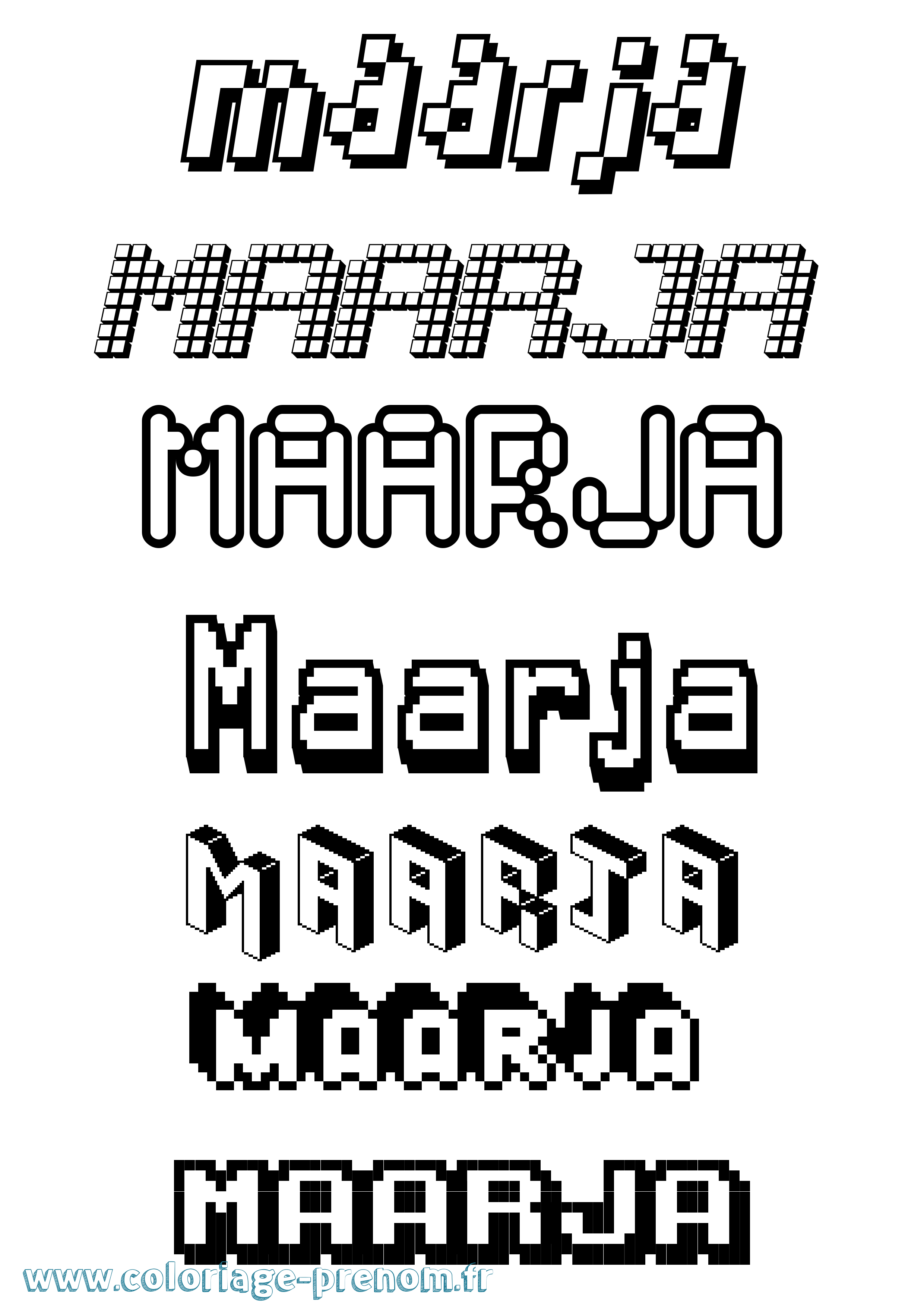 Coloriage prénom Maarja Pixel