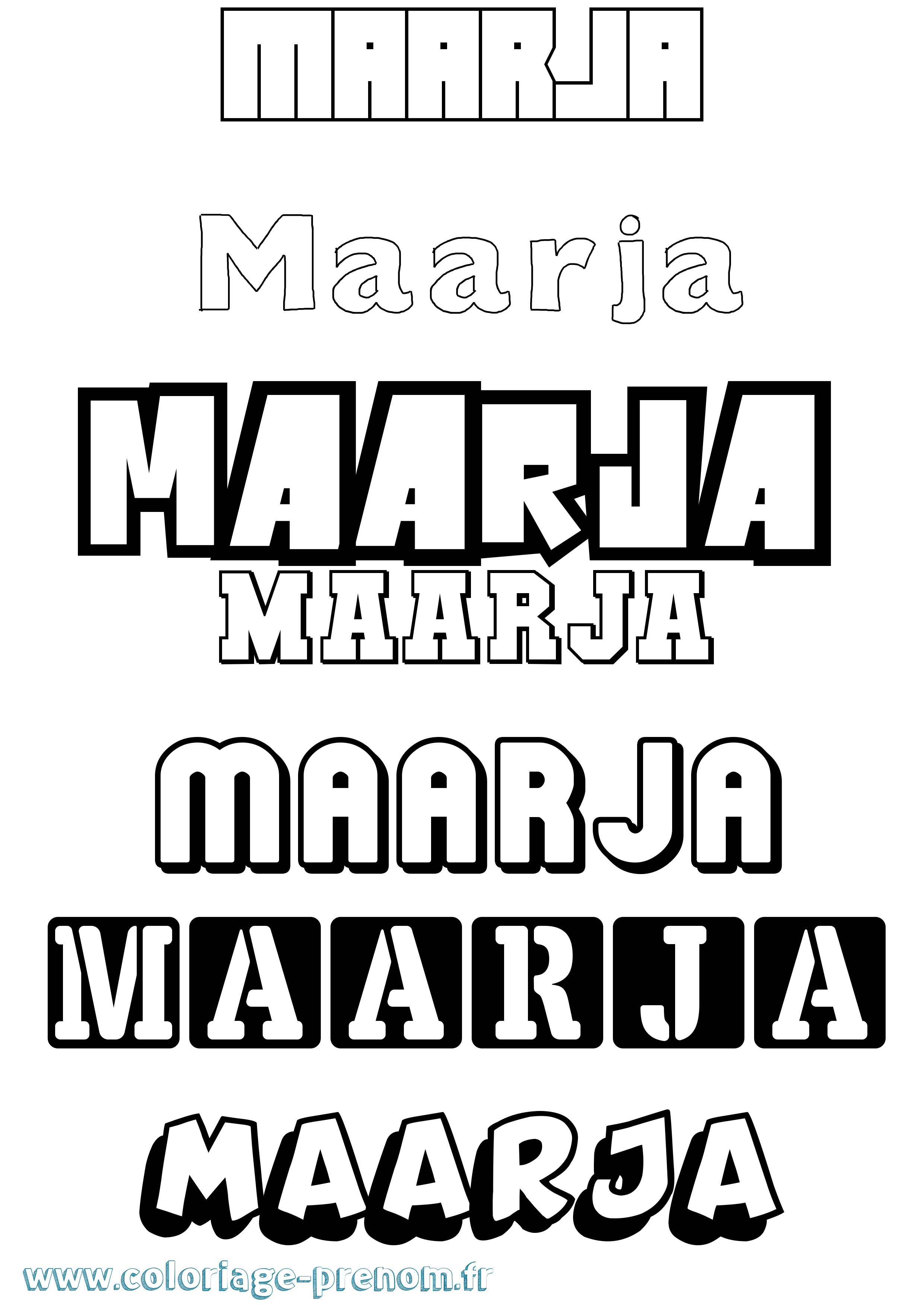 Coloriage prénom Maarja Simple