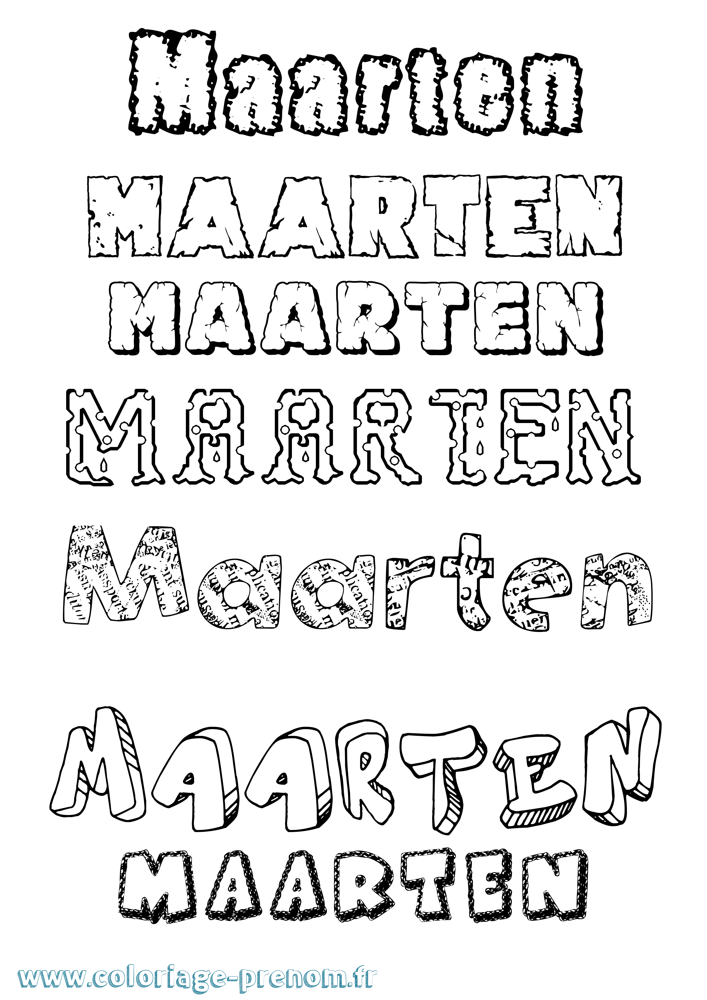Coloriage prénom Maarten Destructuré