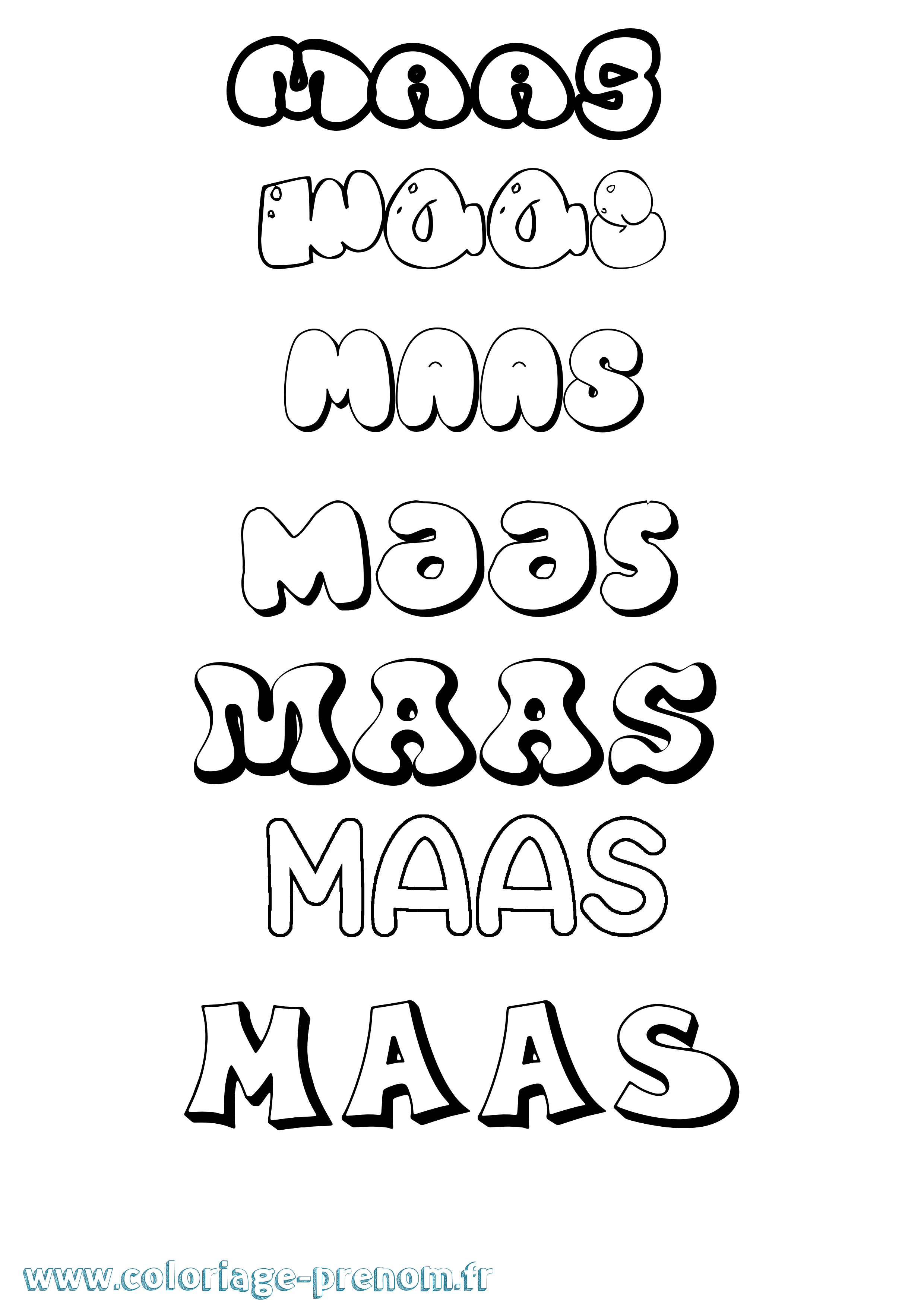 Coloriage prénom Maas Bubble