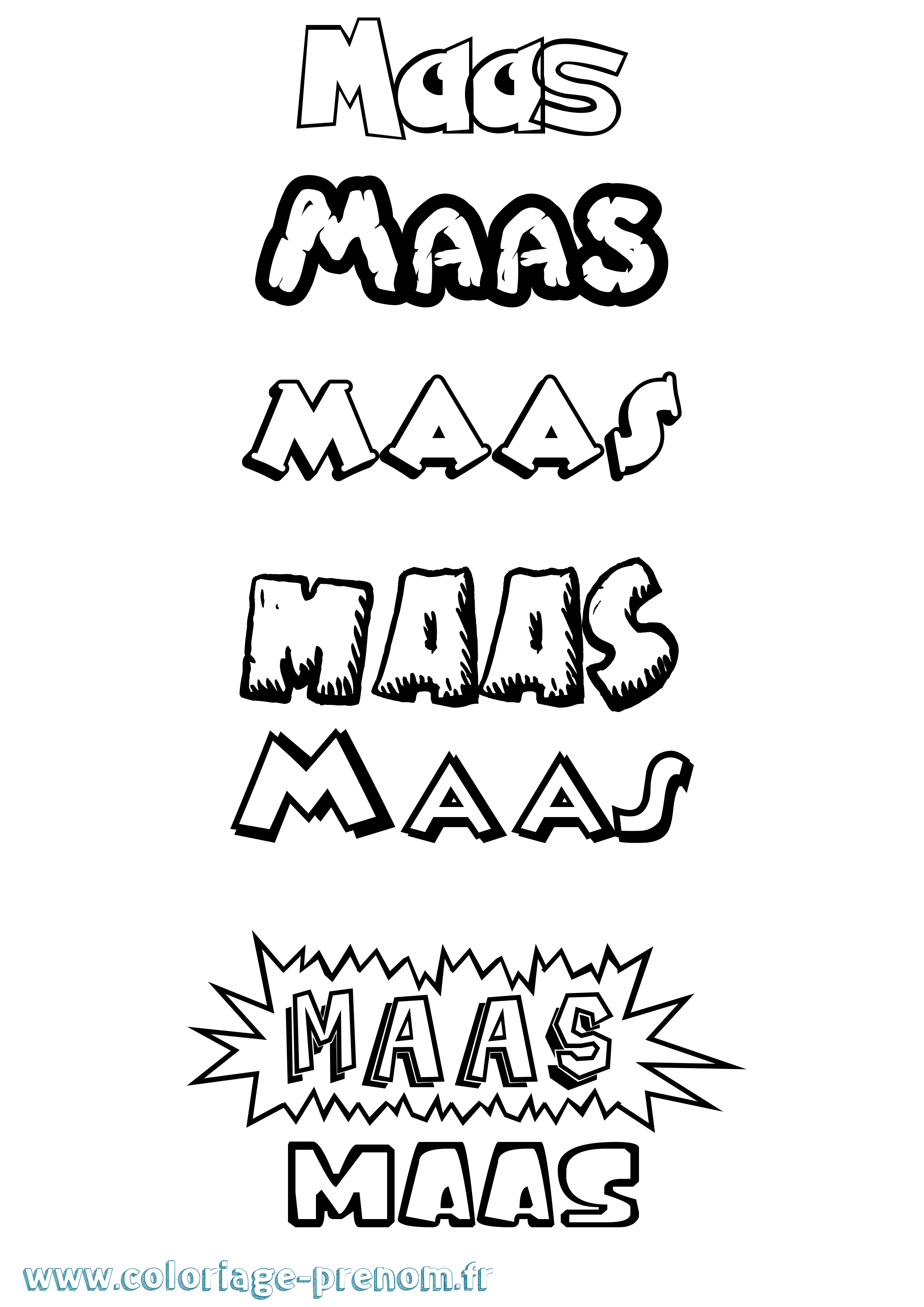 Coloriage prénom Maas Dessin Animé