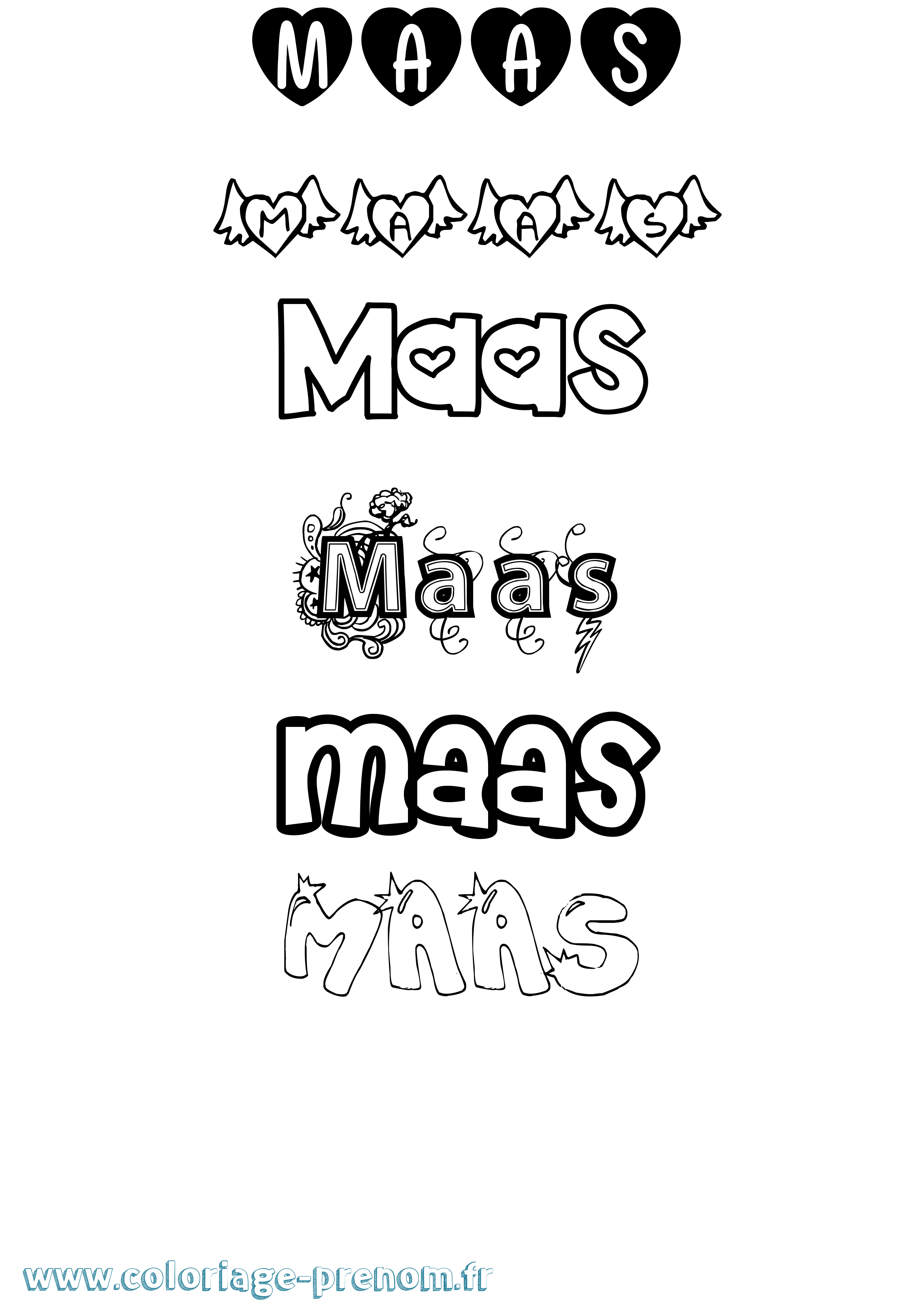 Coloriage Maas Girly Coloriage prénom Maas Girly