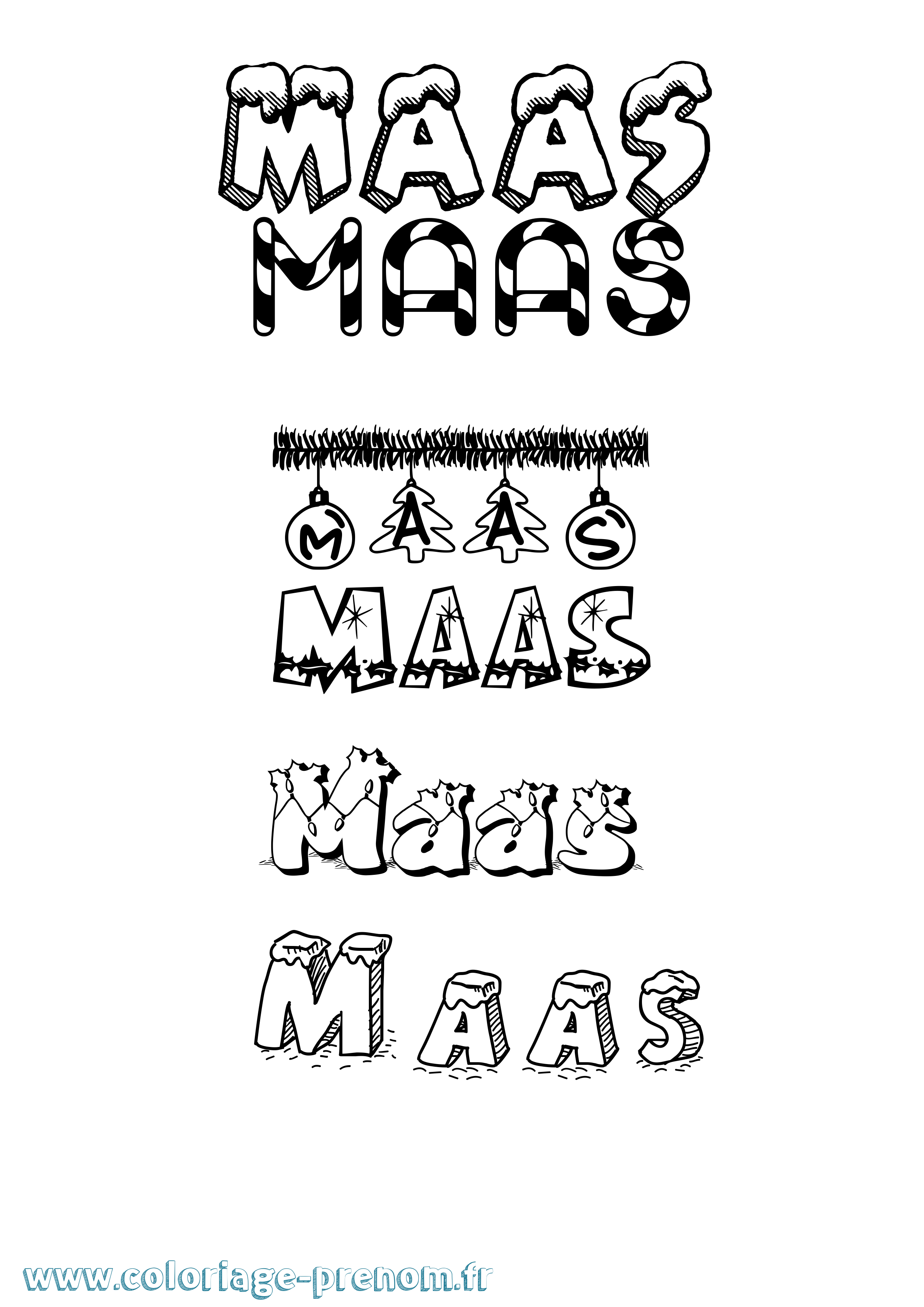 Coloriage prénom Maas Noël