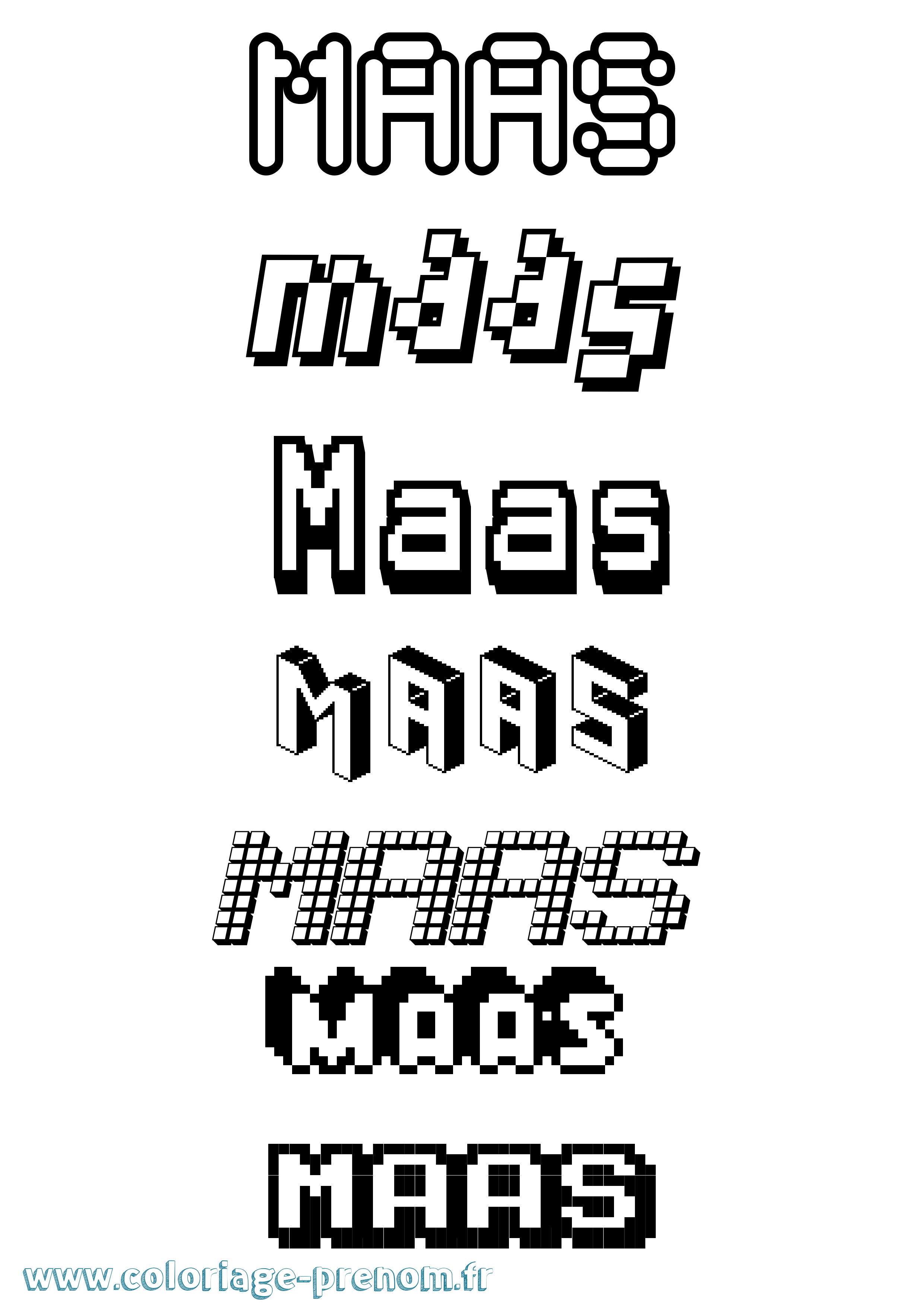 Coloriage prénom Maas Pixel