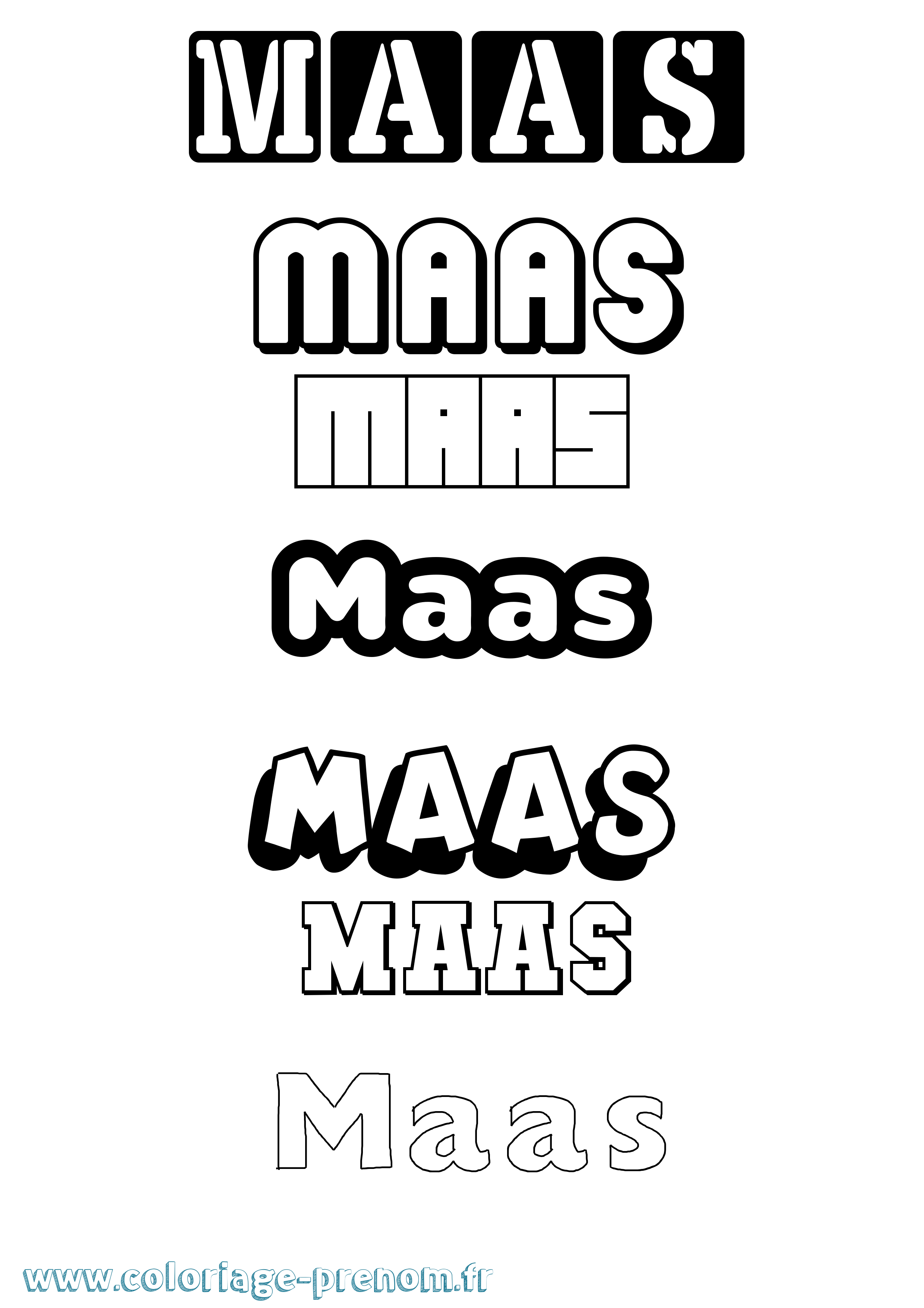Coloriage prénom Maas Simple