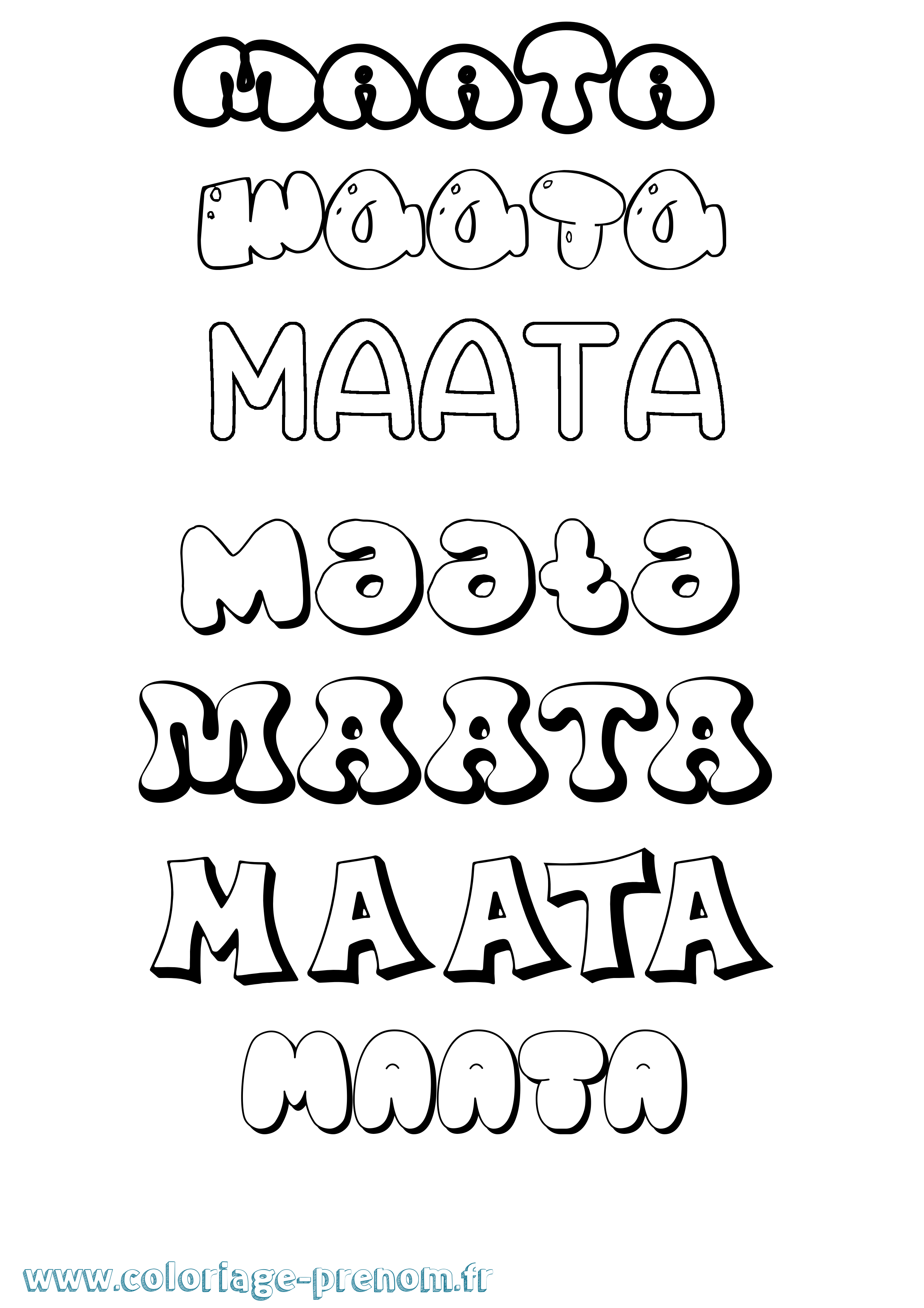 Coloriage Maata Bubble Coloriage prénom Maata Bubble