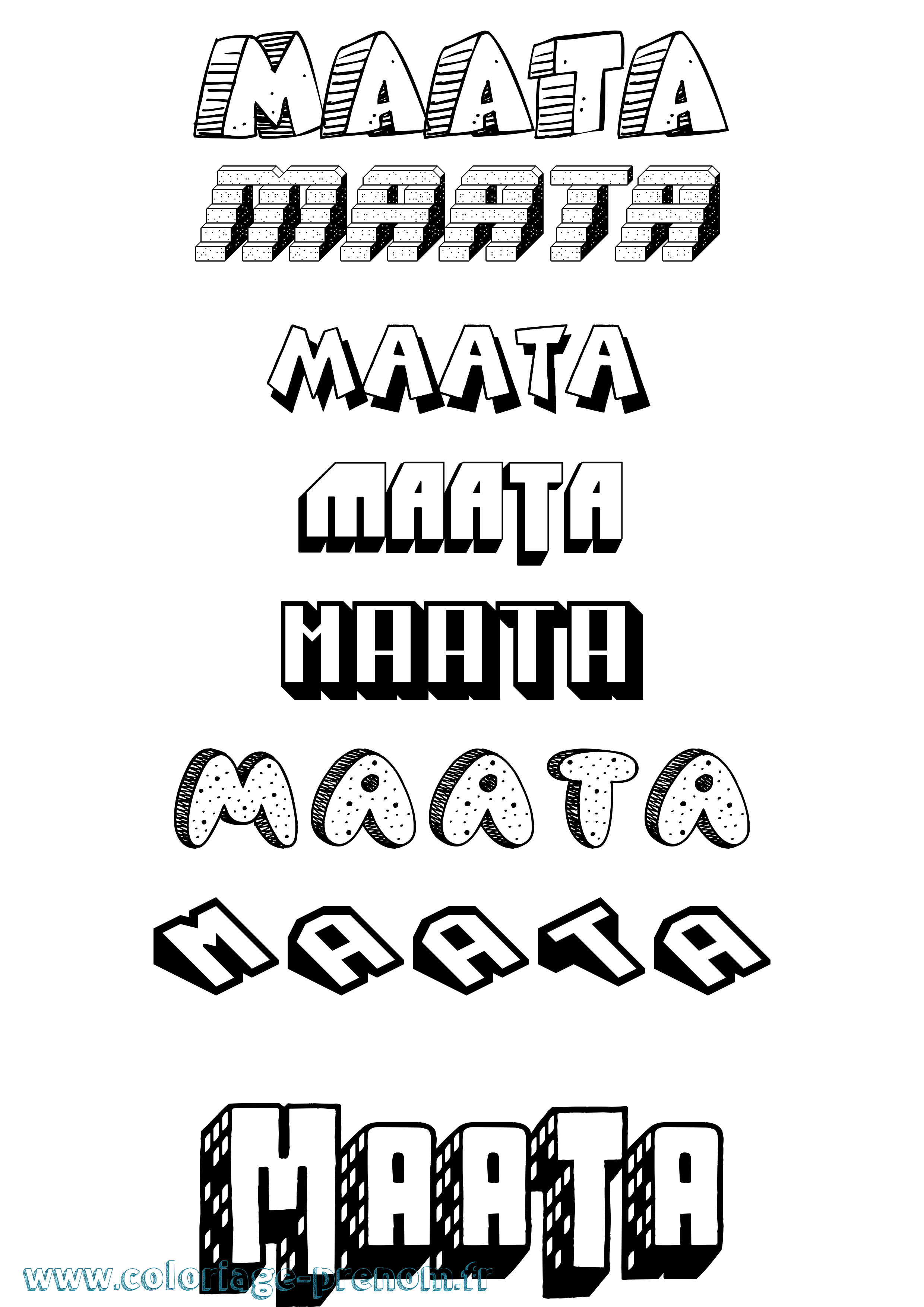 Coloriage Maata Effet 3D Coloriage prénom Maata Effet 3D