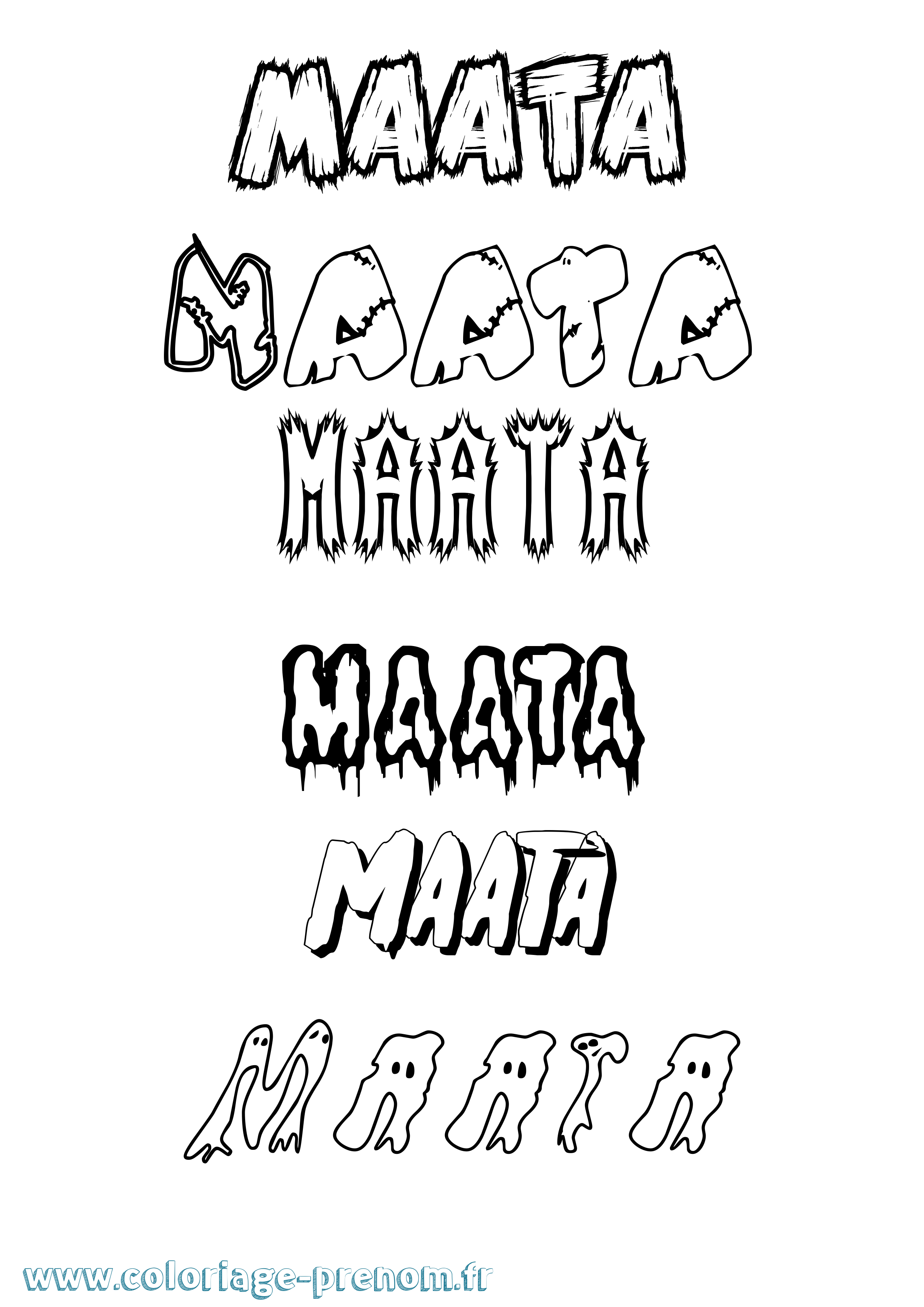 Coloriage prénom Maata Frisson