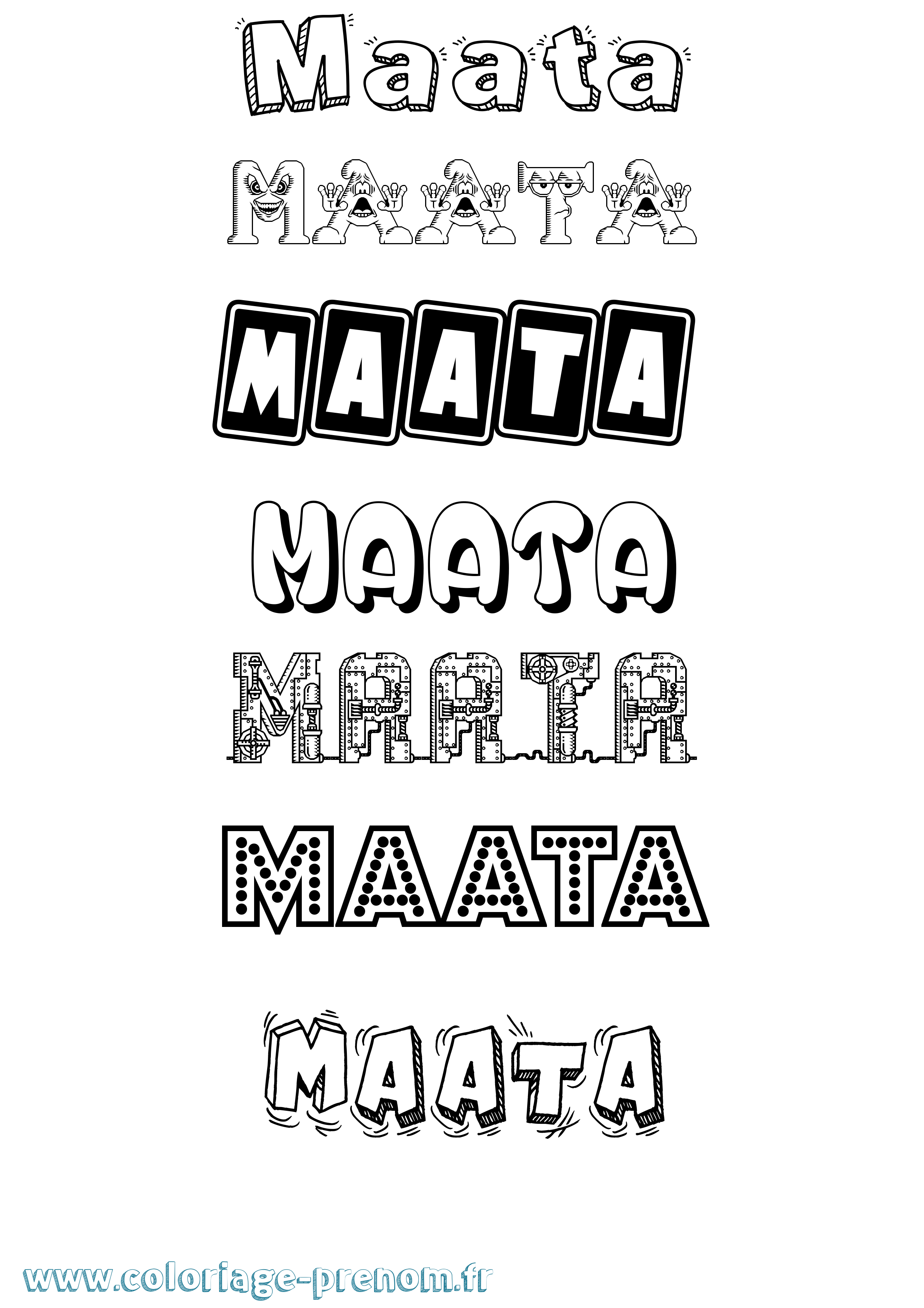 Coloriage Maata Fun Coloriage prénom Maata Fun