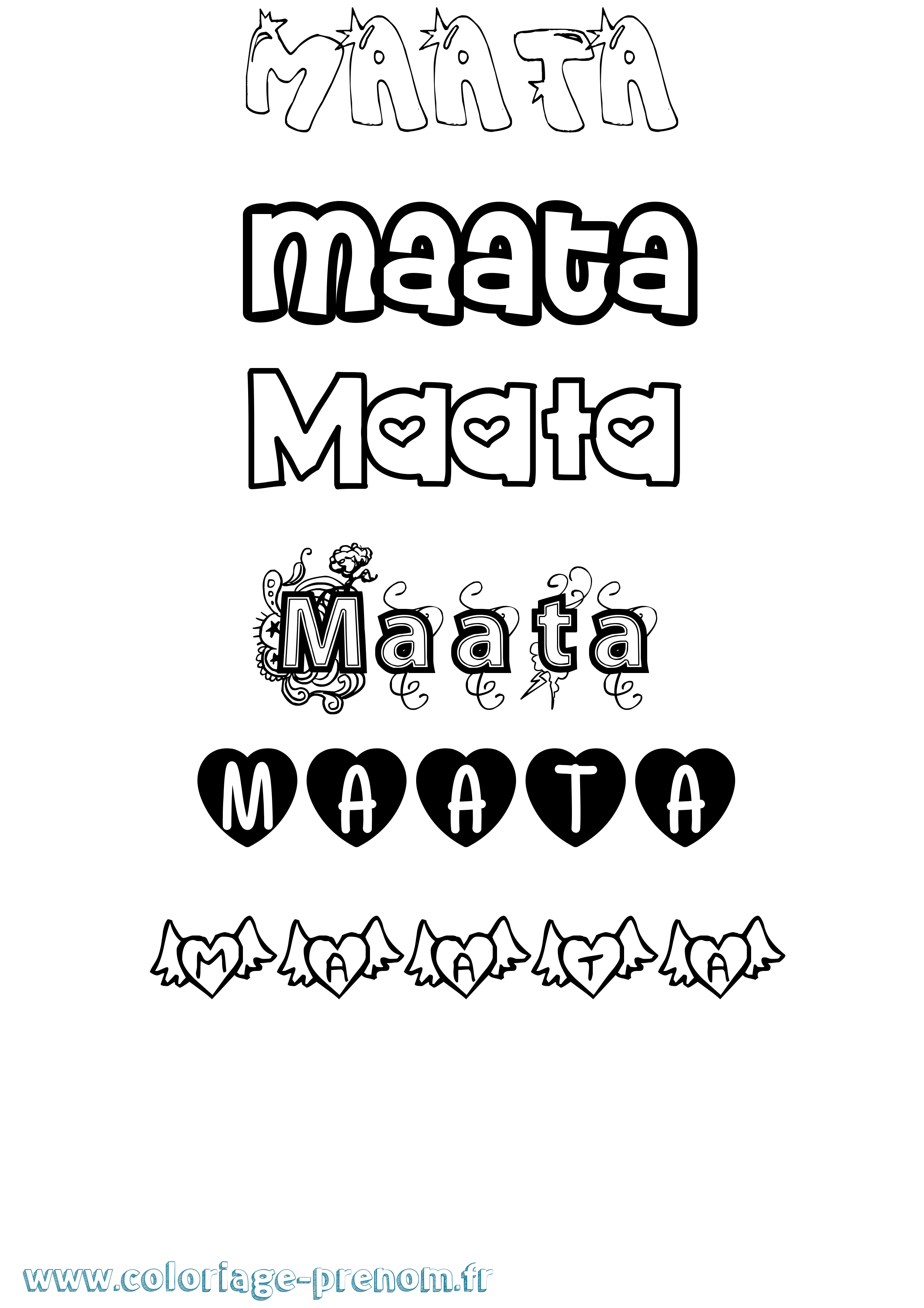 Coloriage prénom Maata Girly