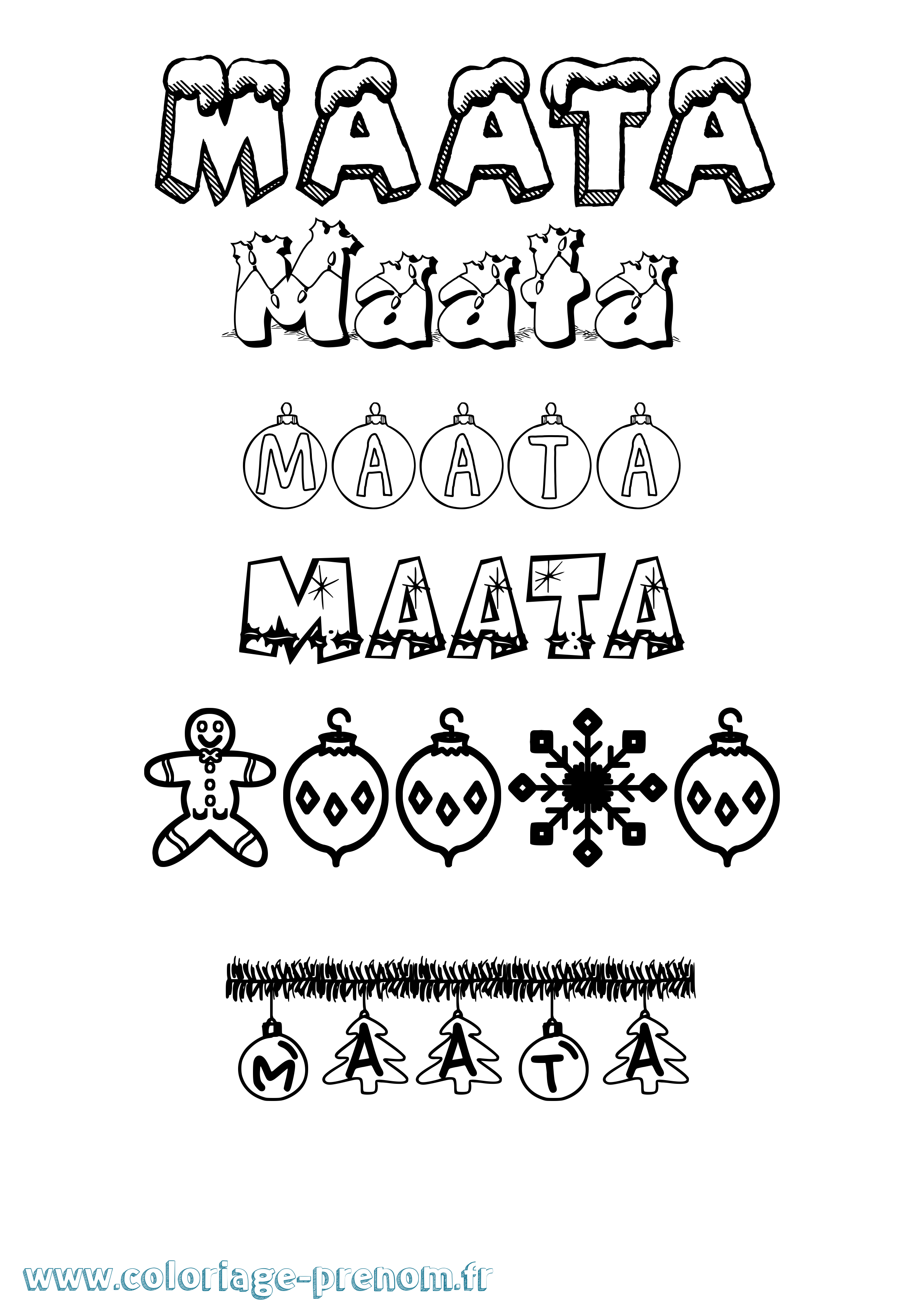 Coloriage Maata Noël Coloriage prénom Maata Noël