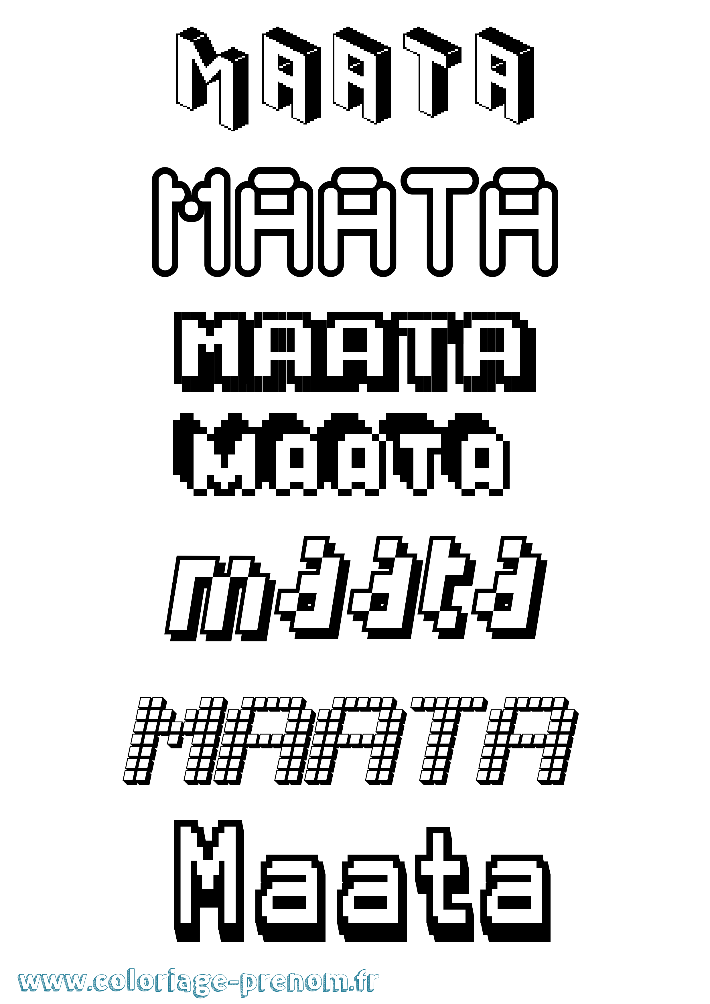 Coloriage prénom Maata Pixel