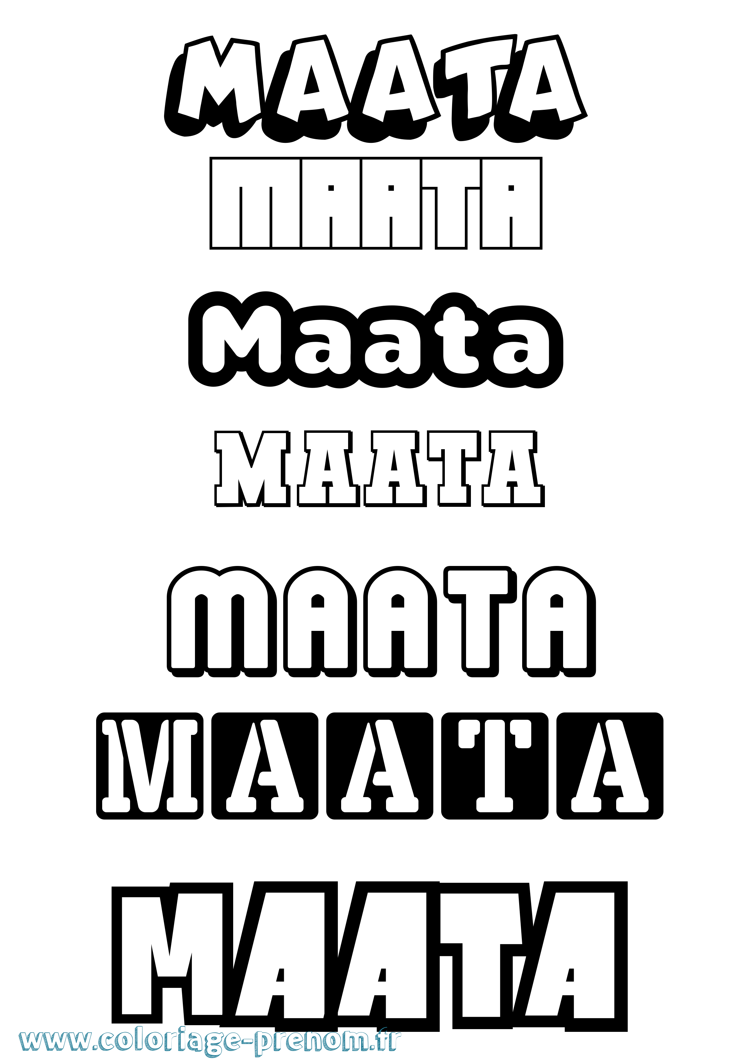 Coloriage prénom Maata Simple