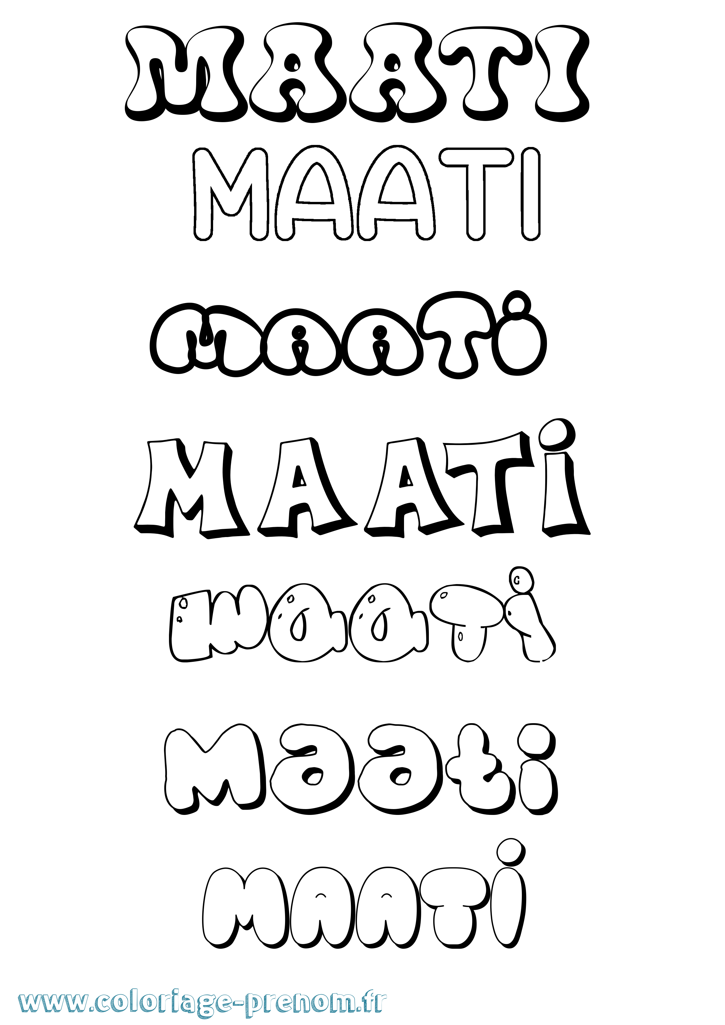 Coloriage prénom Maati Bubble