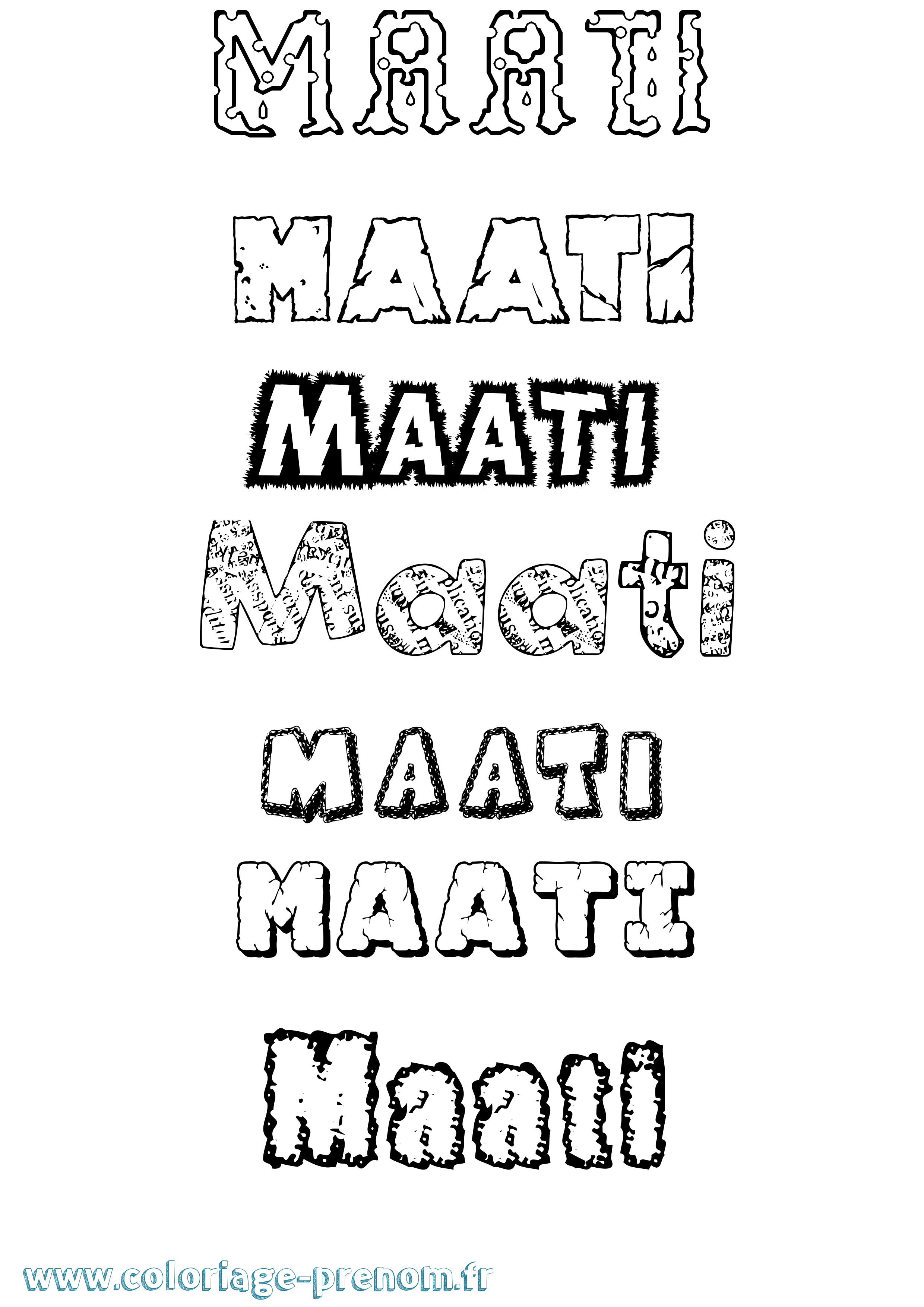 Coloriage prénom Maati Destructuré