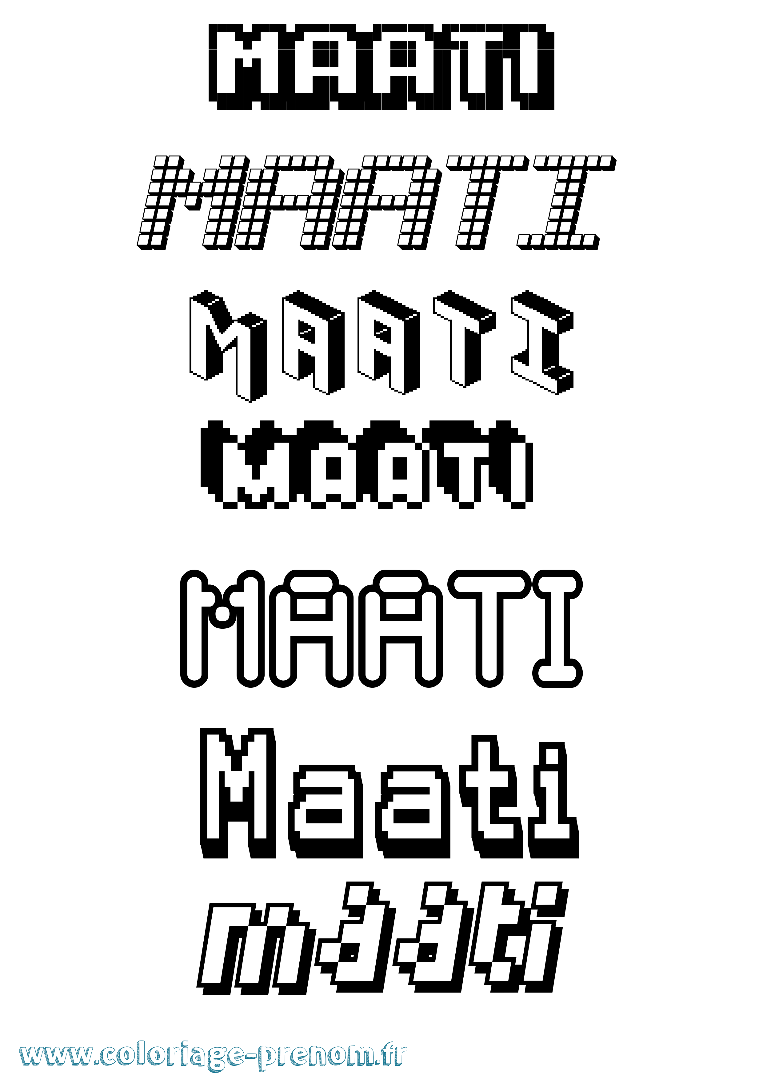 Coloriage prénom Maati Pixel