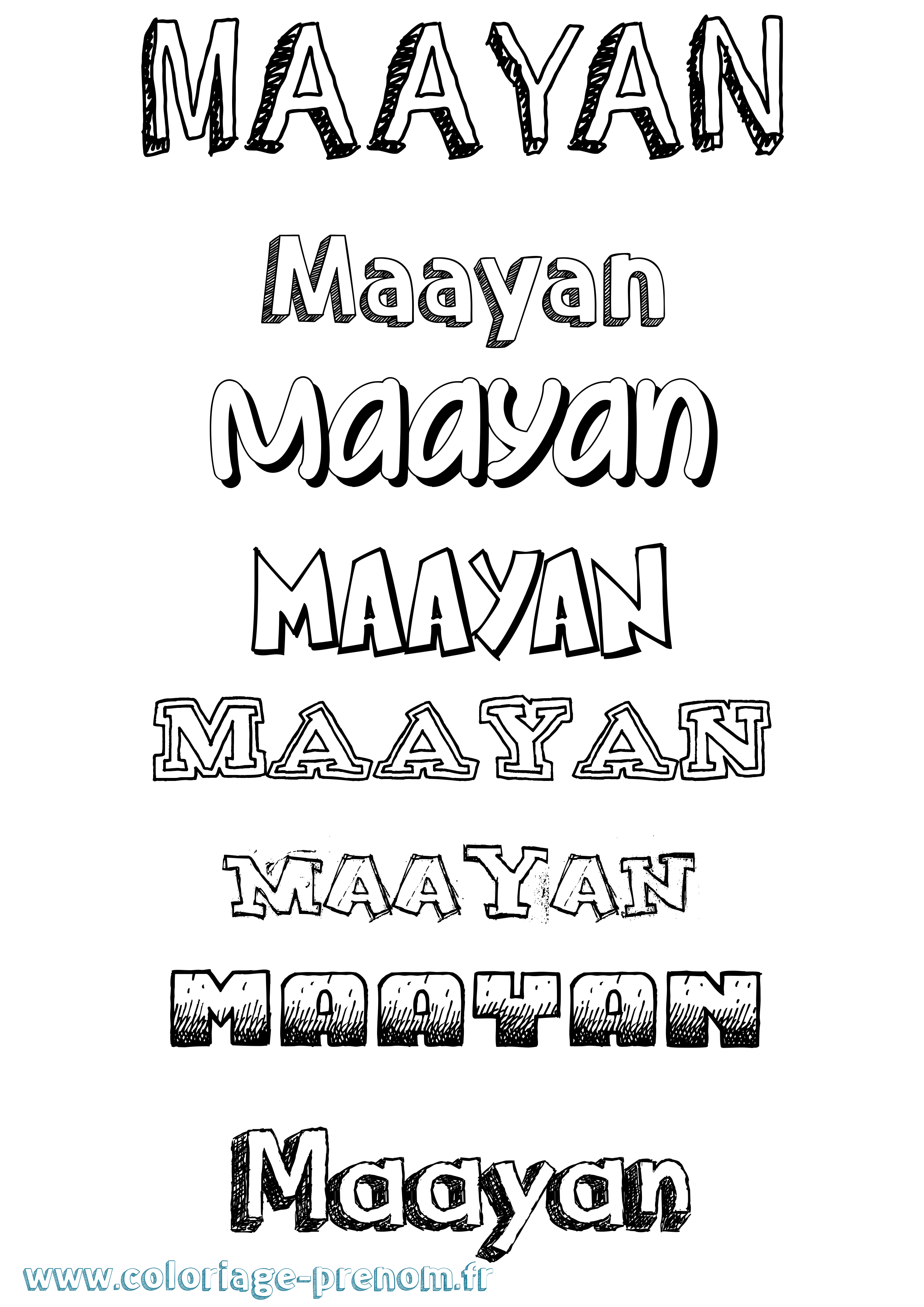 Coloriage Maayan Dessiné Coloriage prénom Maayan Dessiné