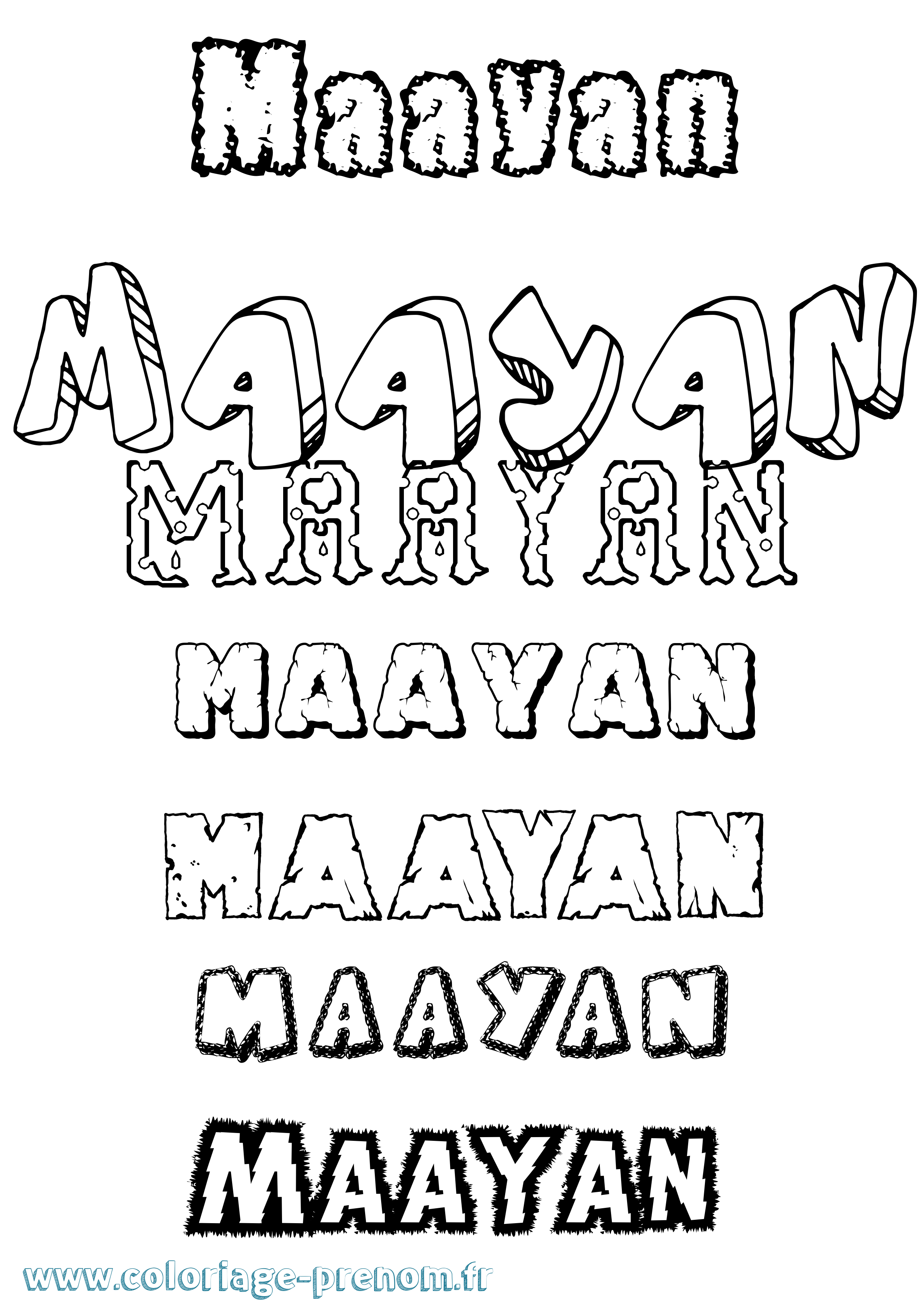Coloriage Maayan Destructuré Coloriage prénom Maayan Destructuré