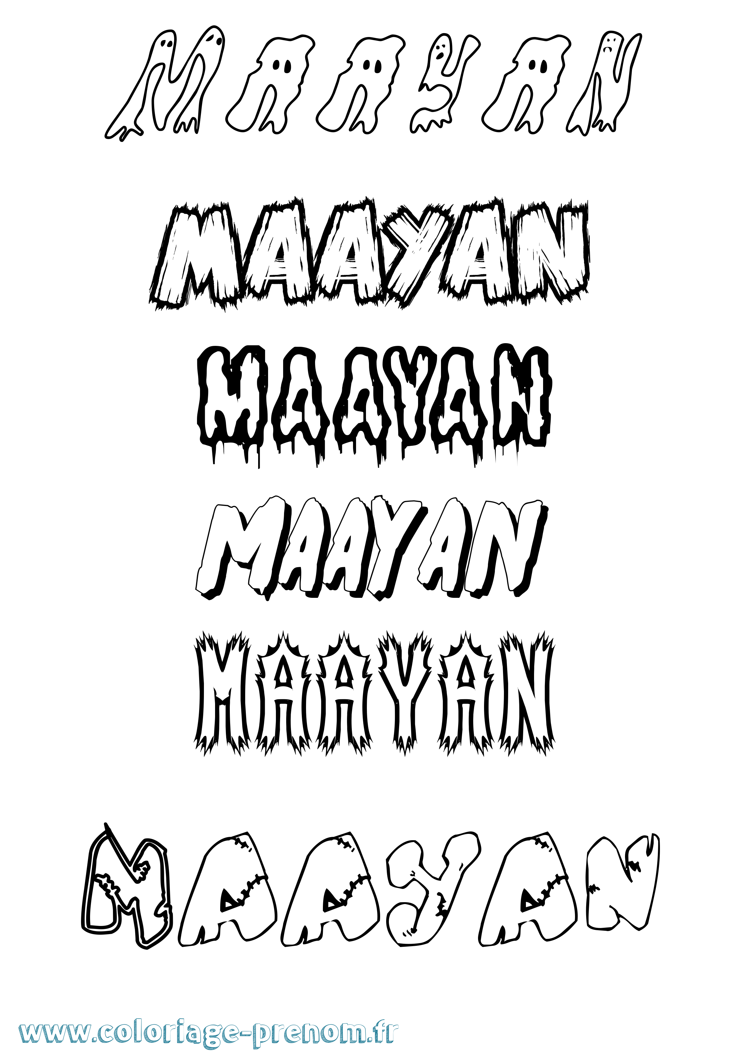 Coloriage Maayan Frisson Coloriage prénom Maayan Frisson