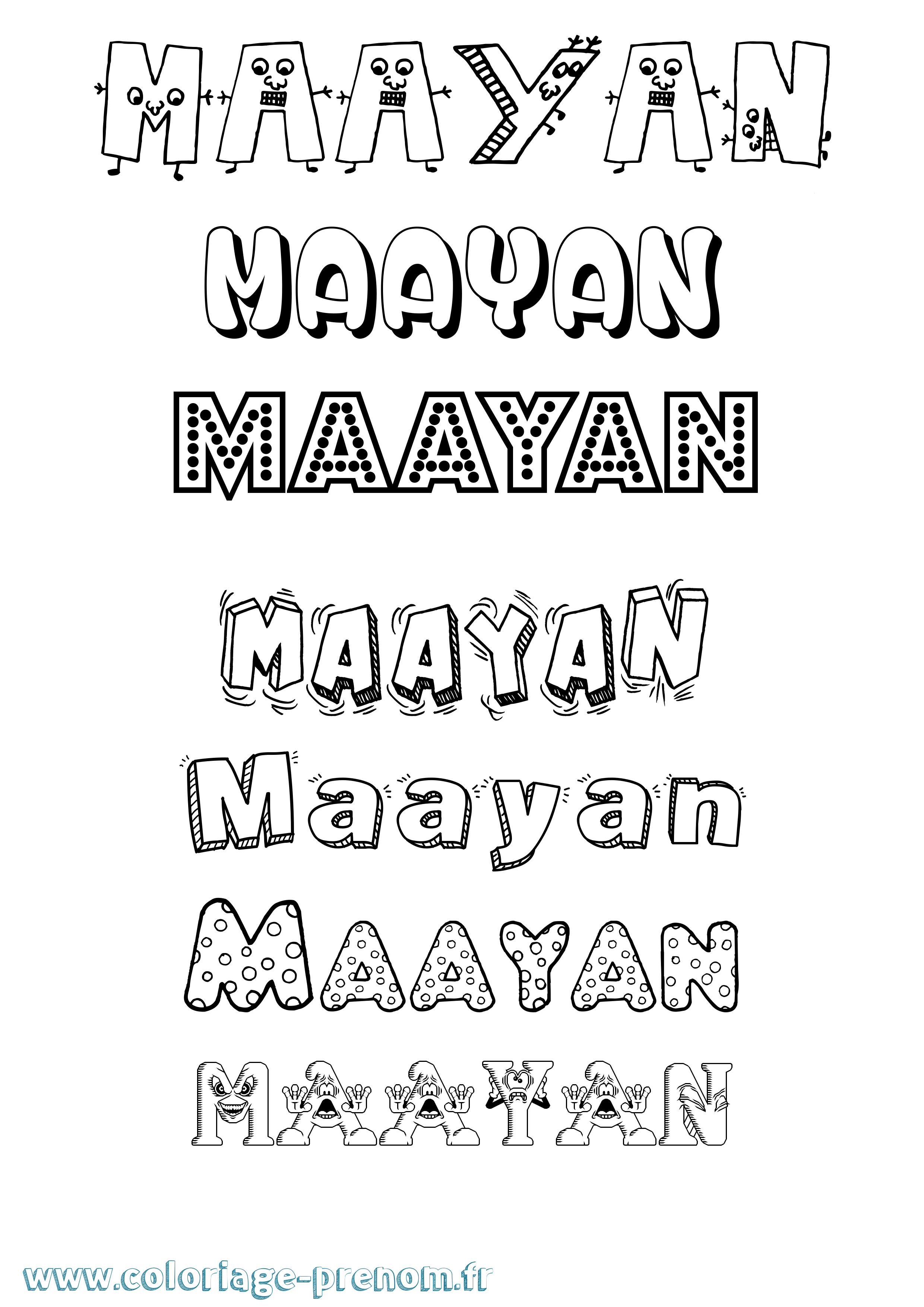 Coloriage Maayan Fun Coloriage prénom Maayan Fun